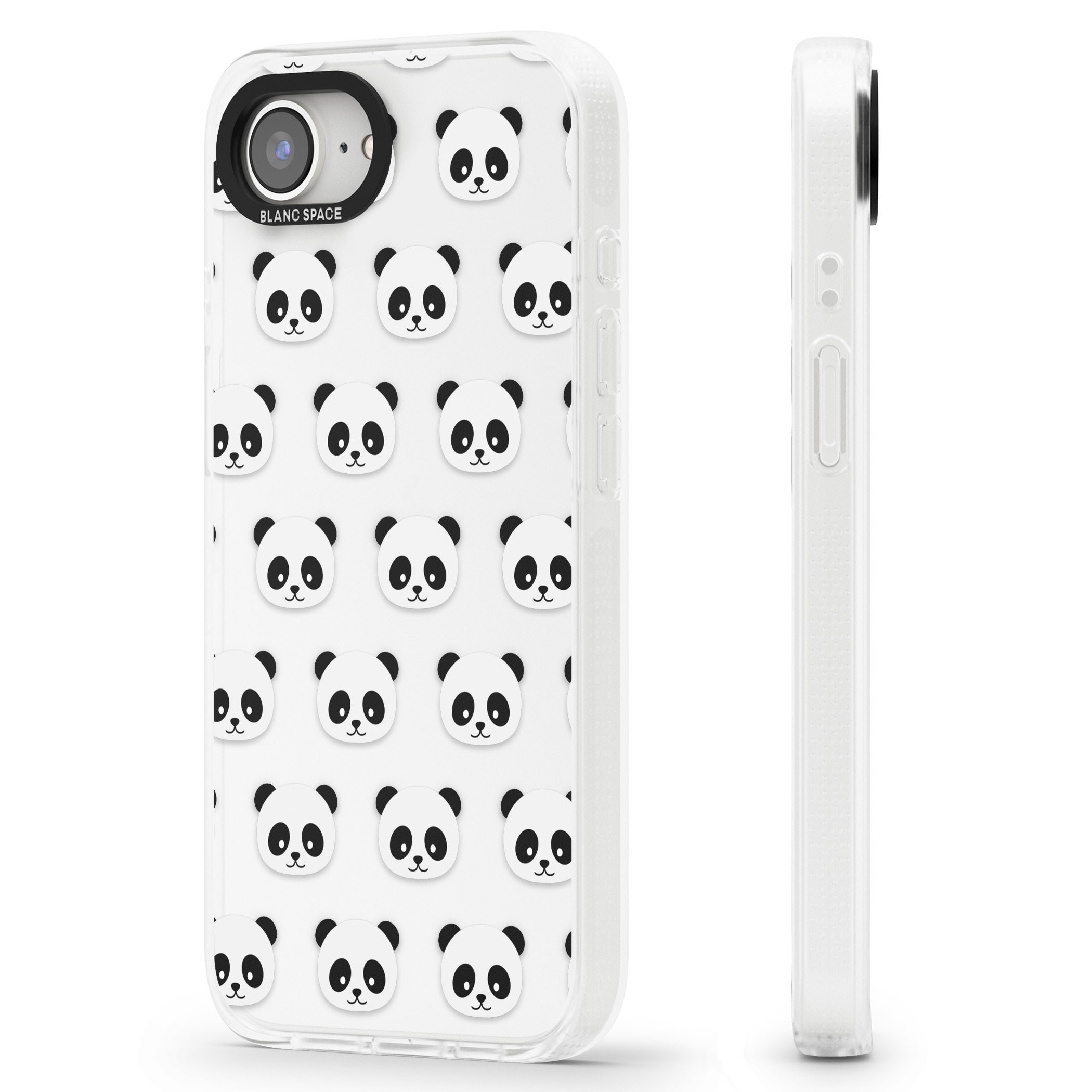 Panda Face Pattern iPhone 16e Clear Case Impact Air - Blanc Space
