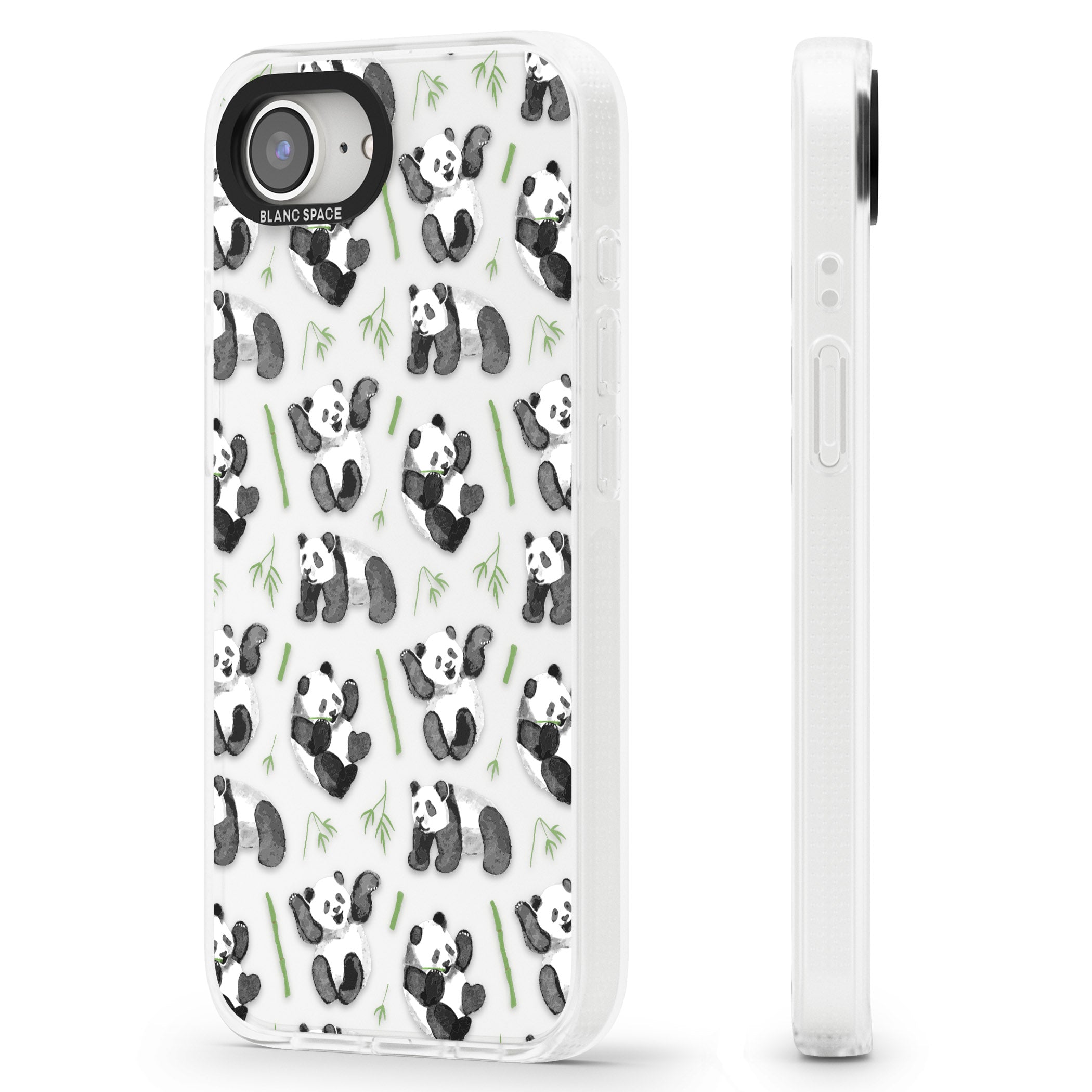 Watercolour Panda Pattern iPhone 16e Clear Case Impact Air - Blanc Space