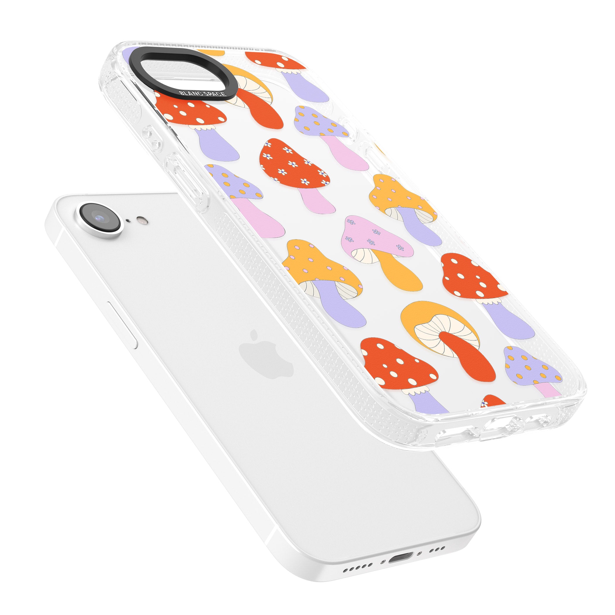 Happy Shrooms iPhone 16e Clear Case Impact Air - Blanc Space