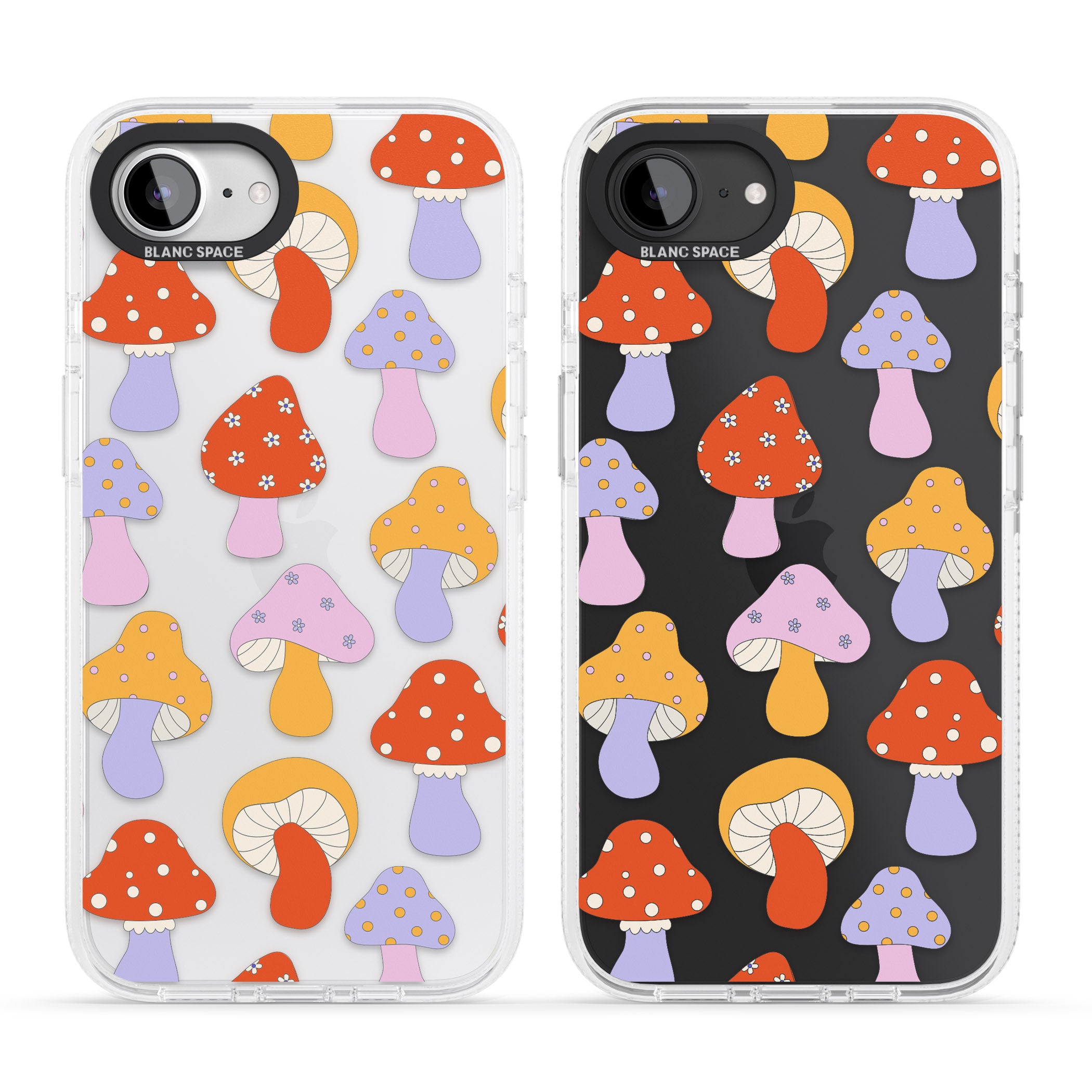 Happy Shrooms iPhone 16e Clear Case Impact Air - Blanc Space
