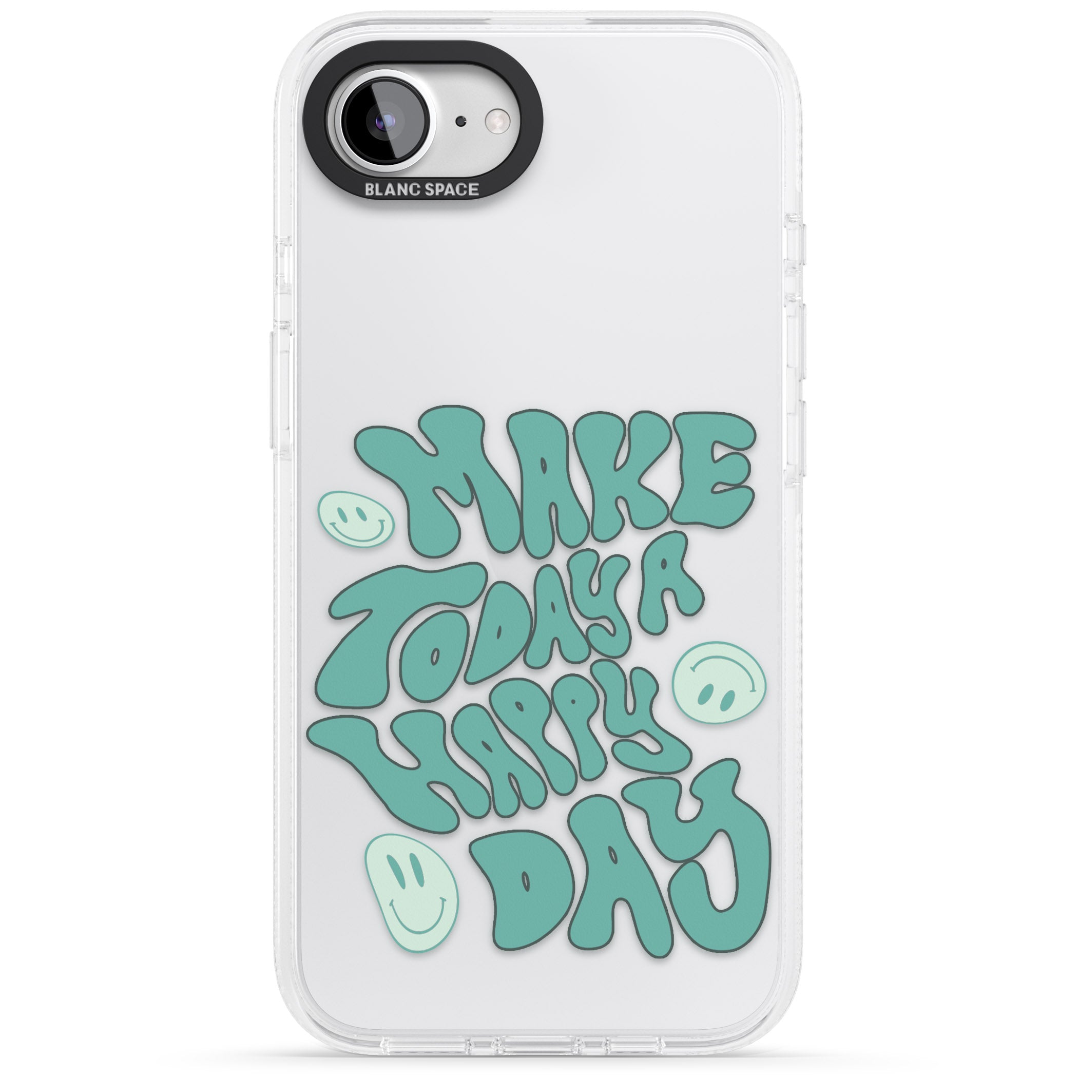 Make Today A Happy Day iPhone 16e Clear Case Impact Air - Blanc Space