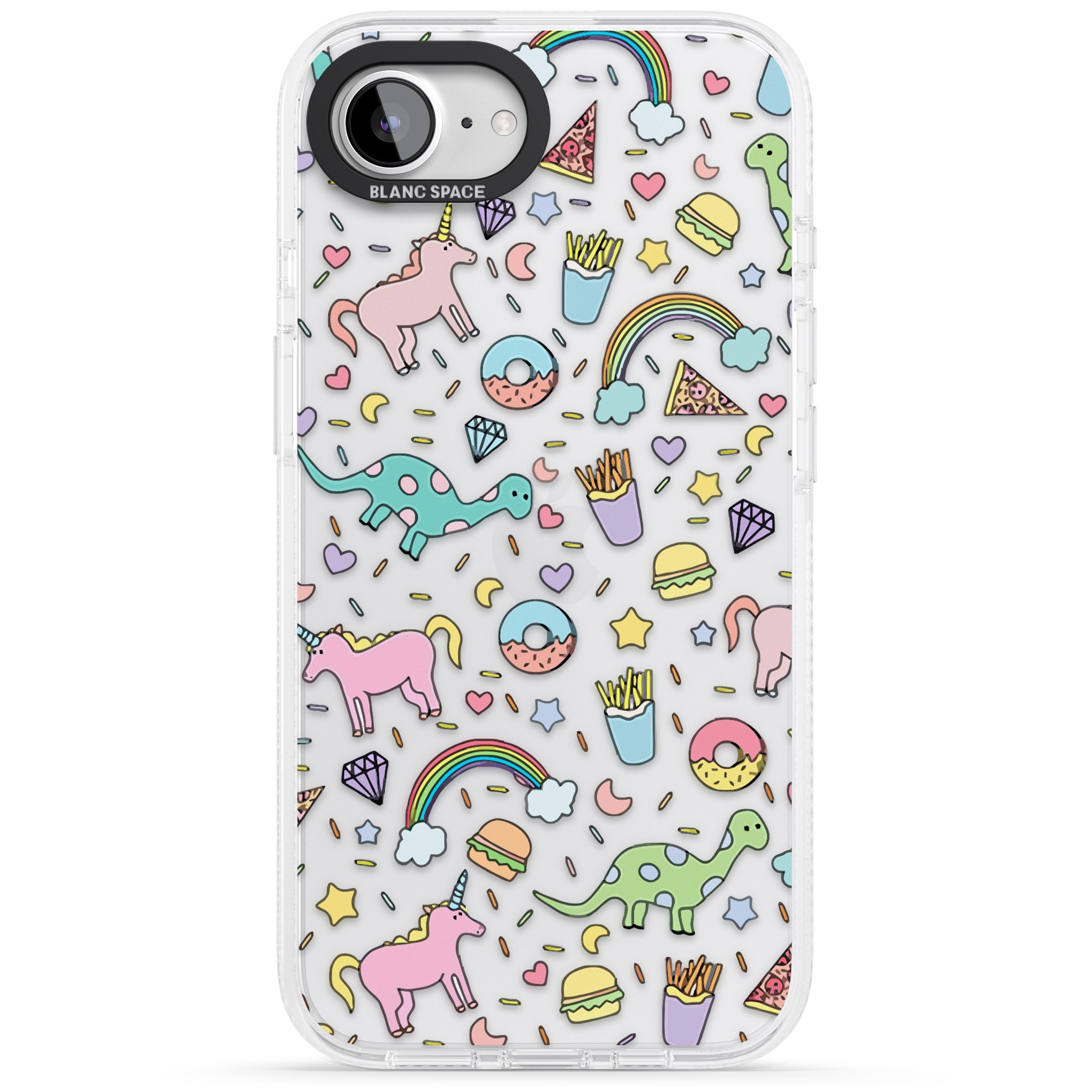 Cute Pattern iPhone 16e Clear Case Impact Air - Blanc Space