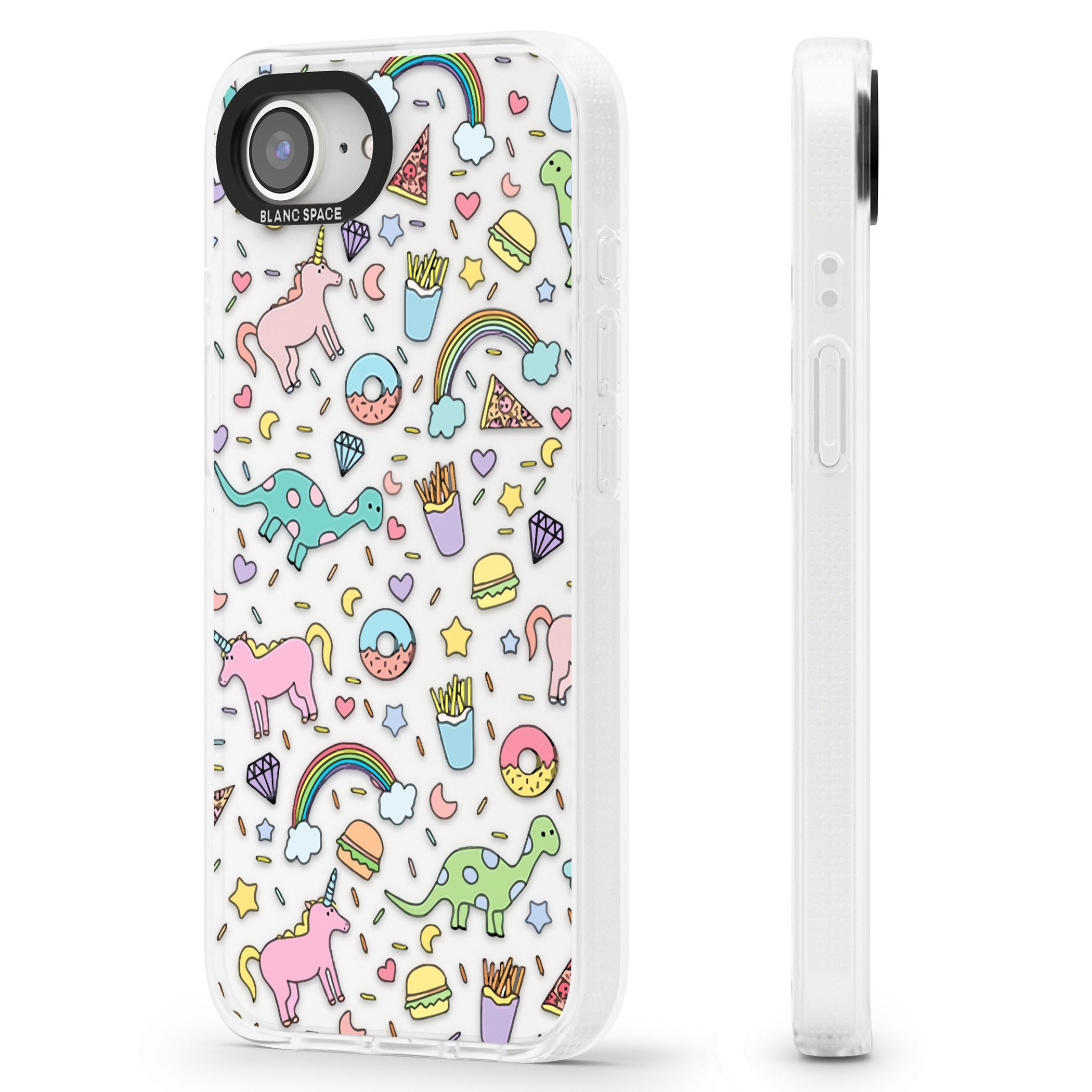 Cute Pattern iPhone 16e Clear Case Impact Air - Blanc Space