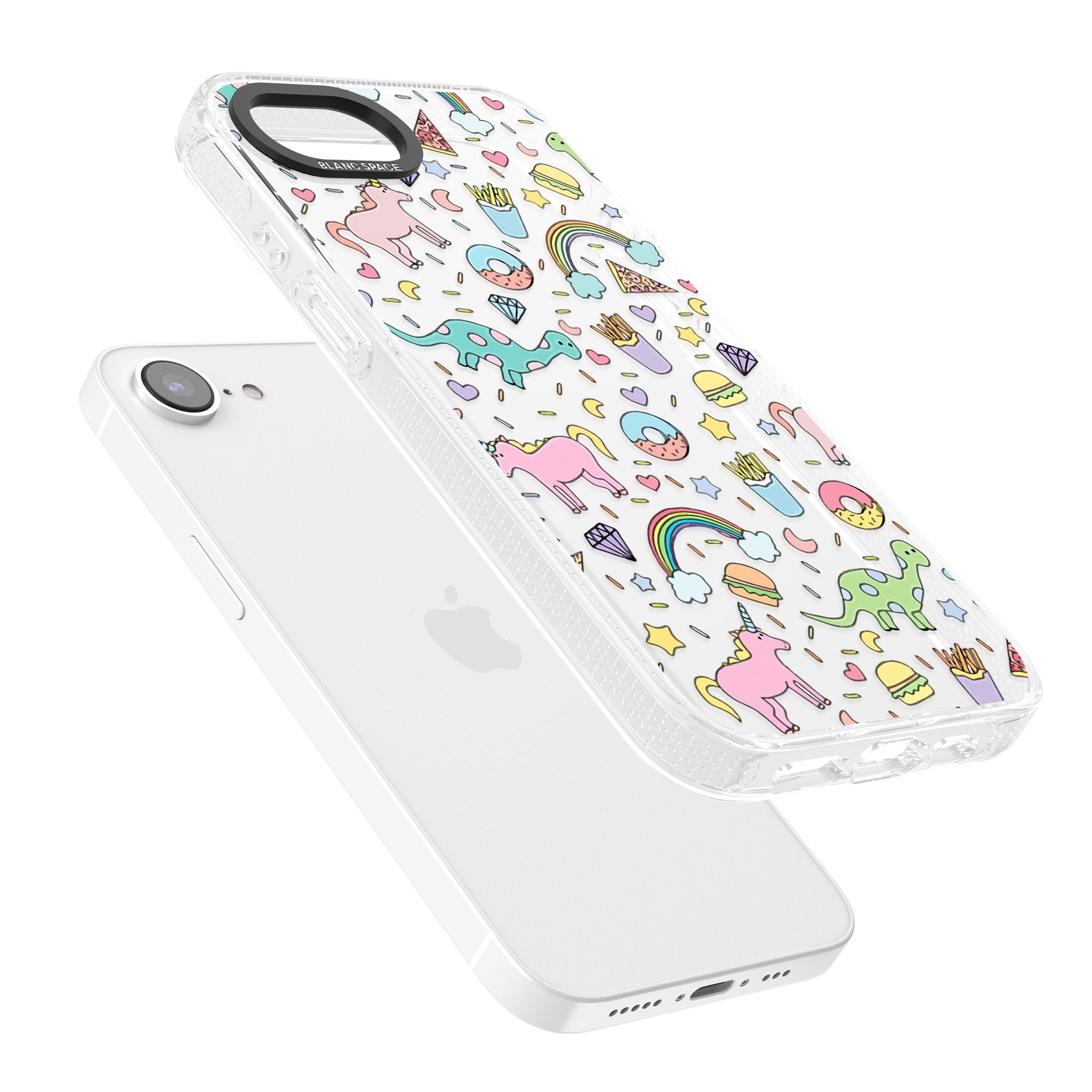 Cute Pattern iPhone 16e Clear Case Impact Air - Blanc Space