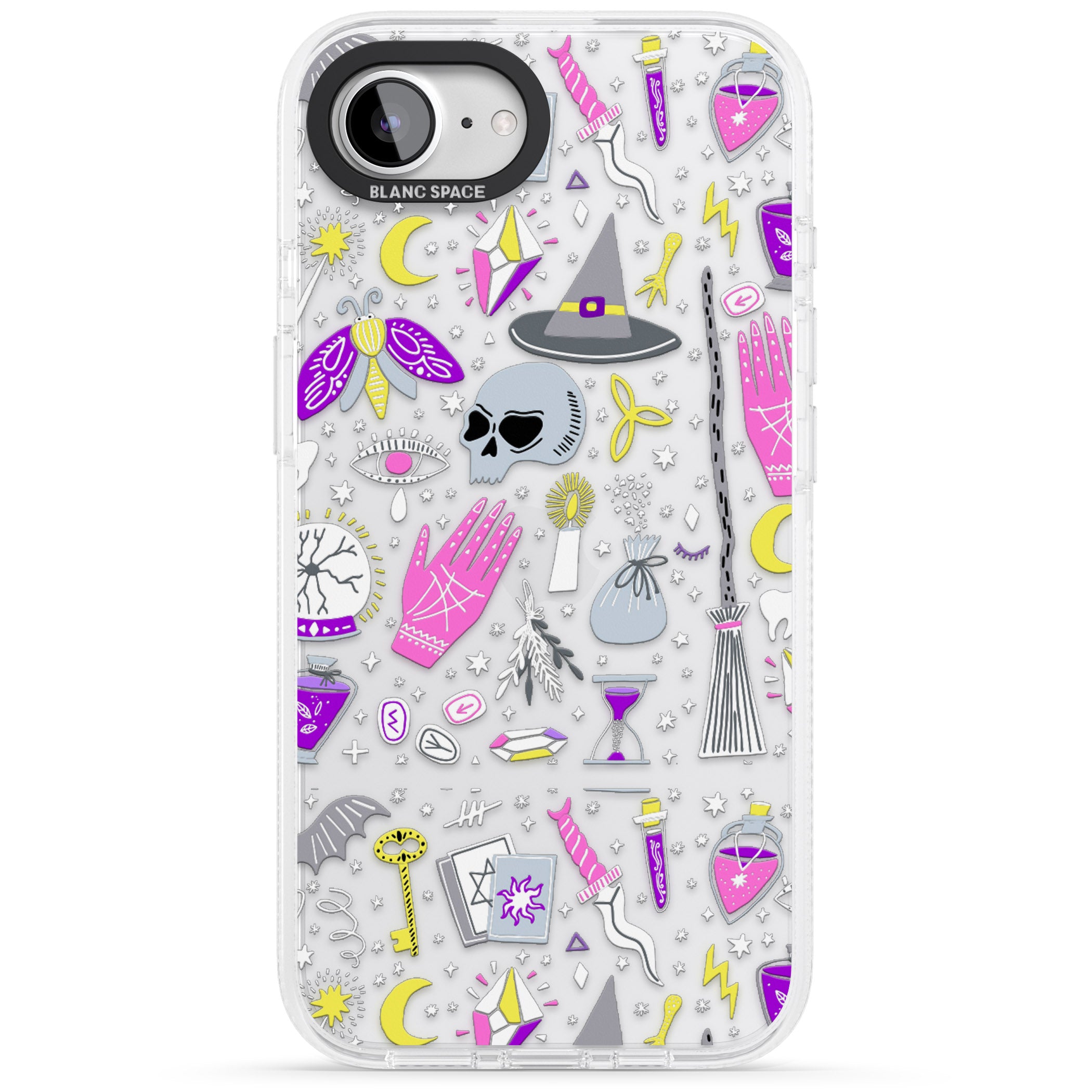 Black Magic Pattern iPhone 16e Clear Case Impact Air - Blanc Space