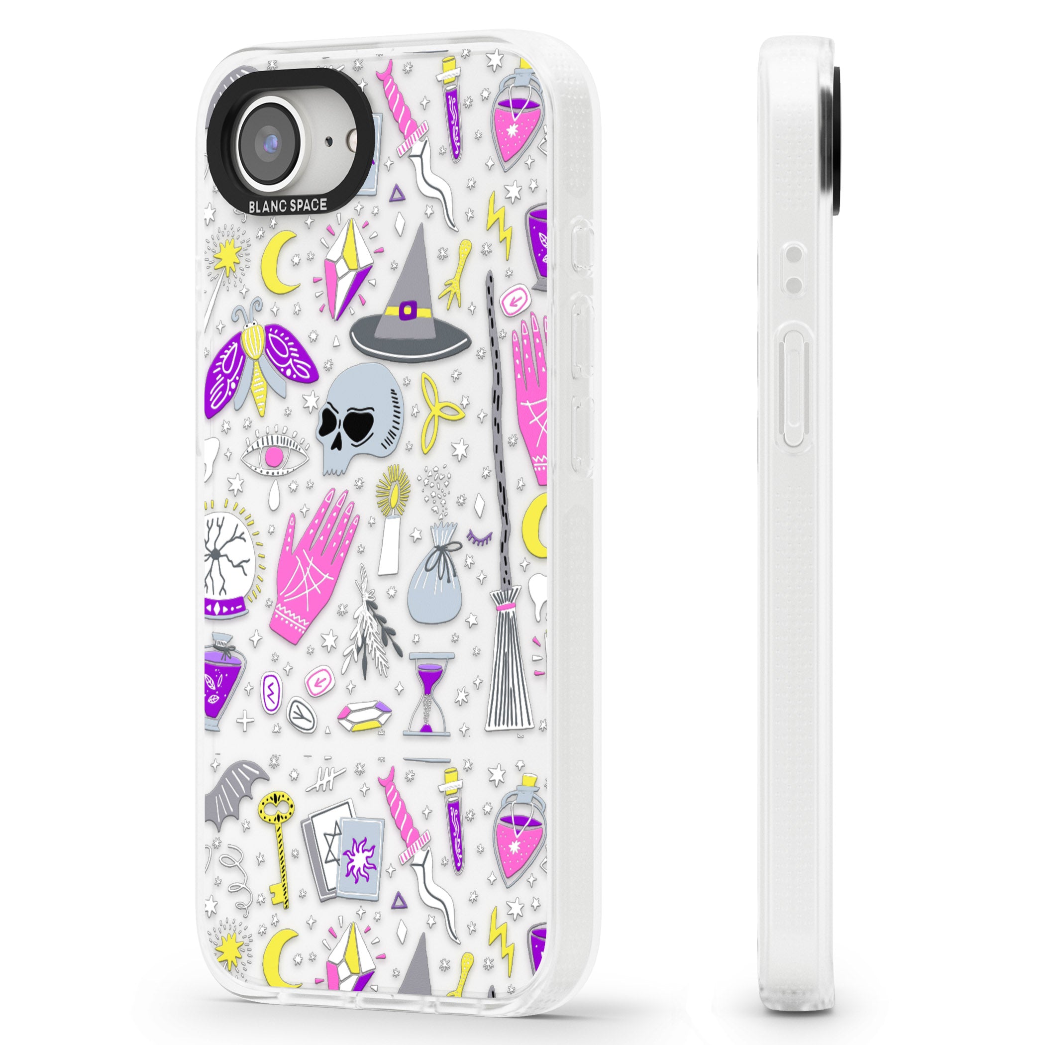 Black Magic Pattern iPhone 16e Clear Case Impact Air - Blanc Space