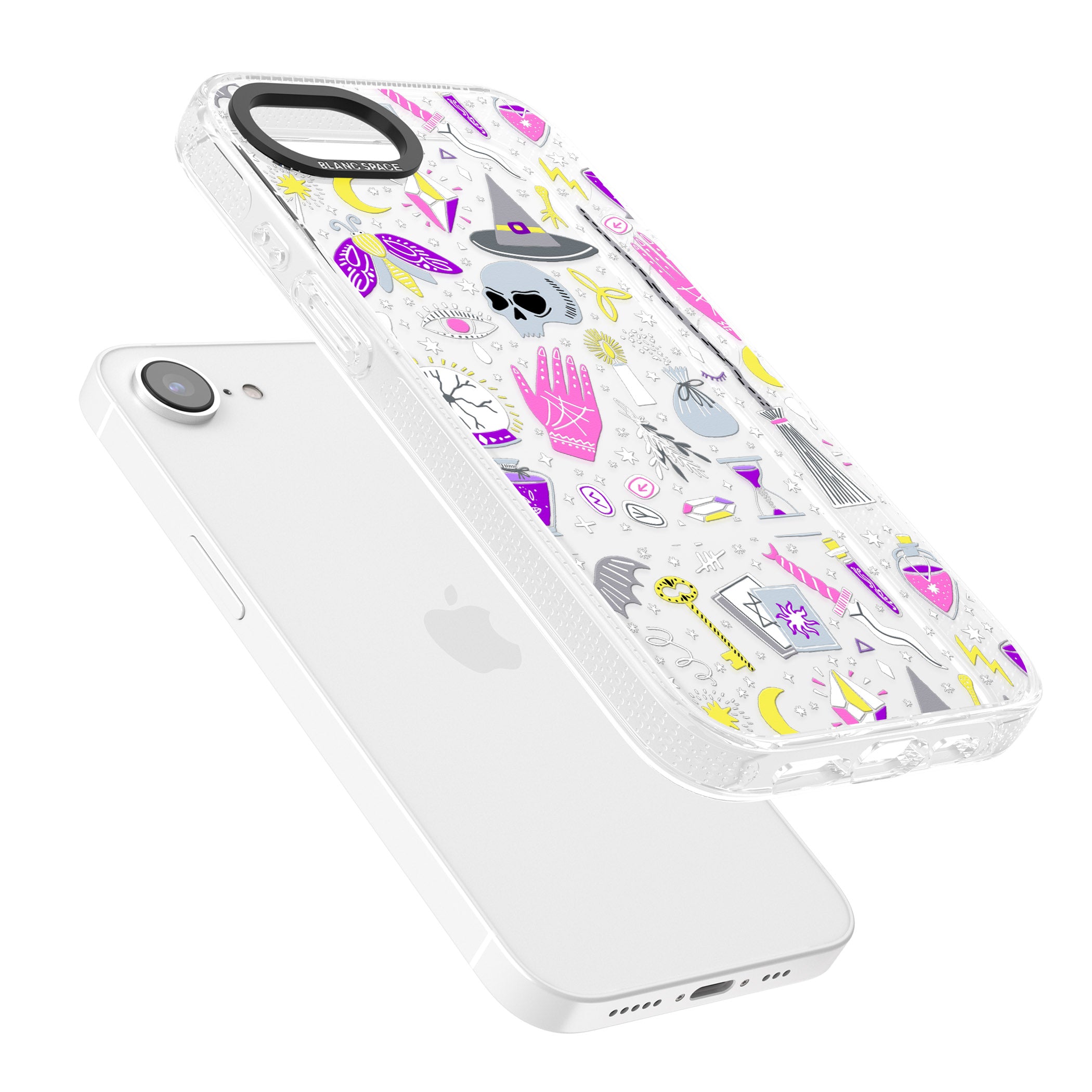 Black Magic Pattern iPhone 16e Clear Case Impact Air - Blanc Space