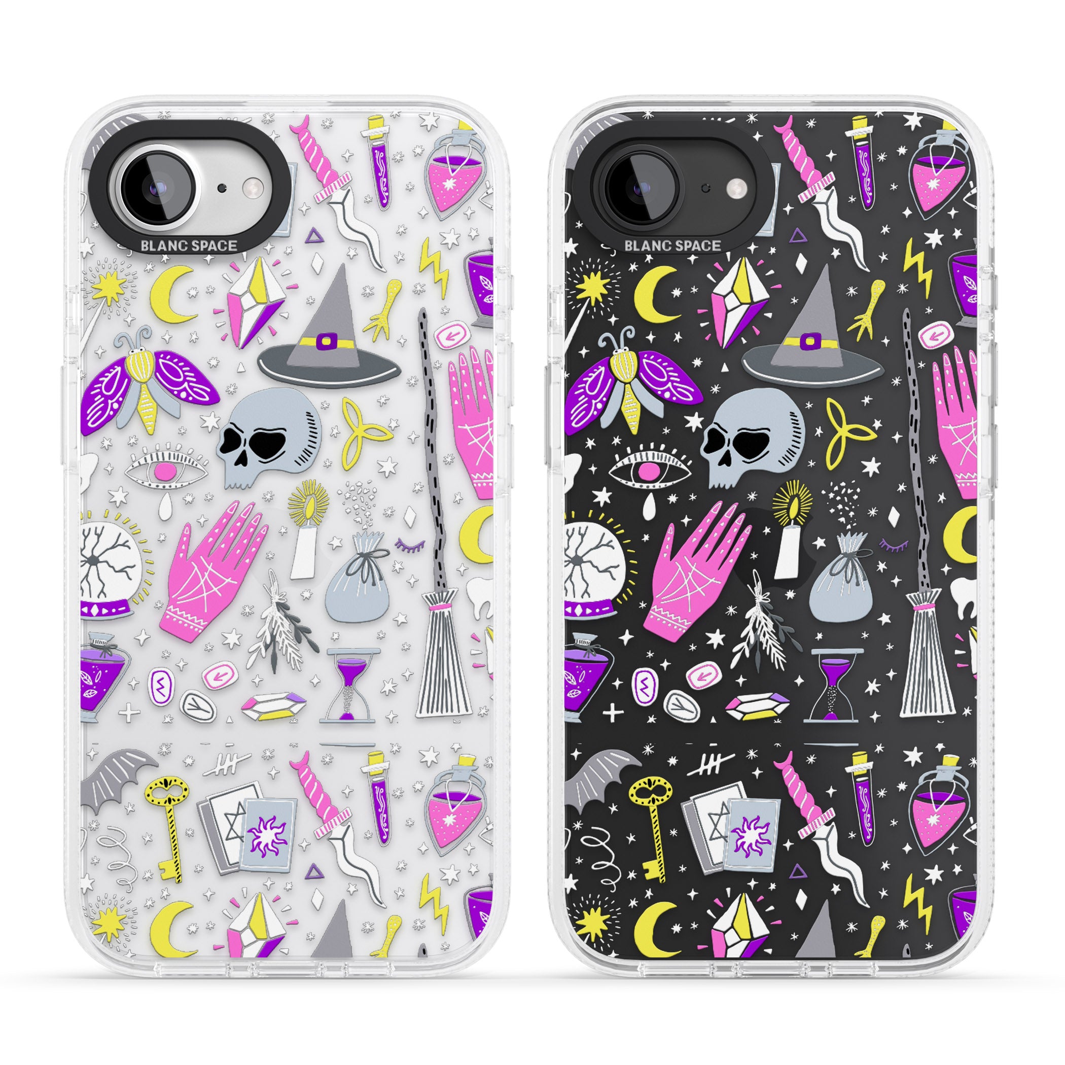 Black Magic Pattern iPhone 16e Clear Case Impact Air - Blanc Space