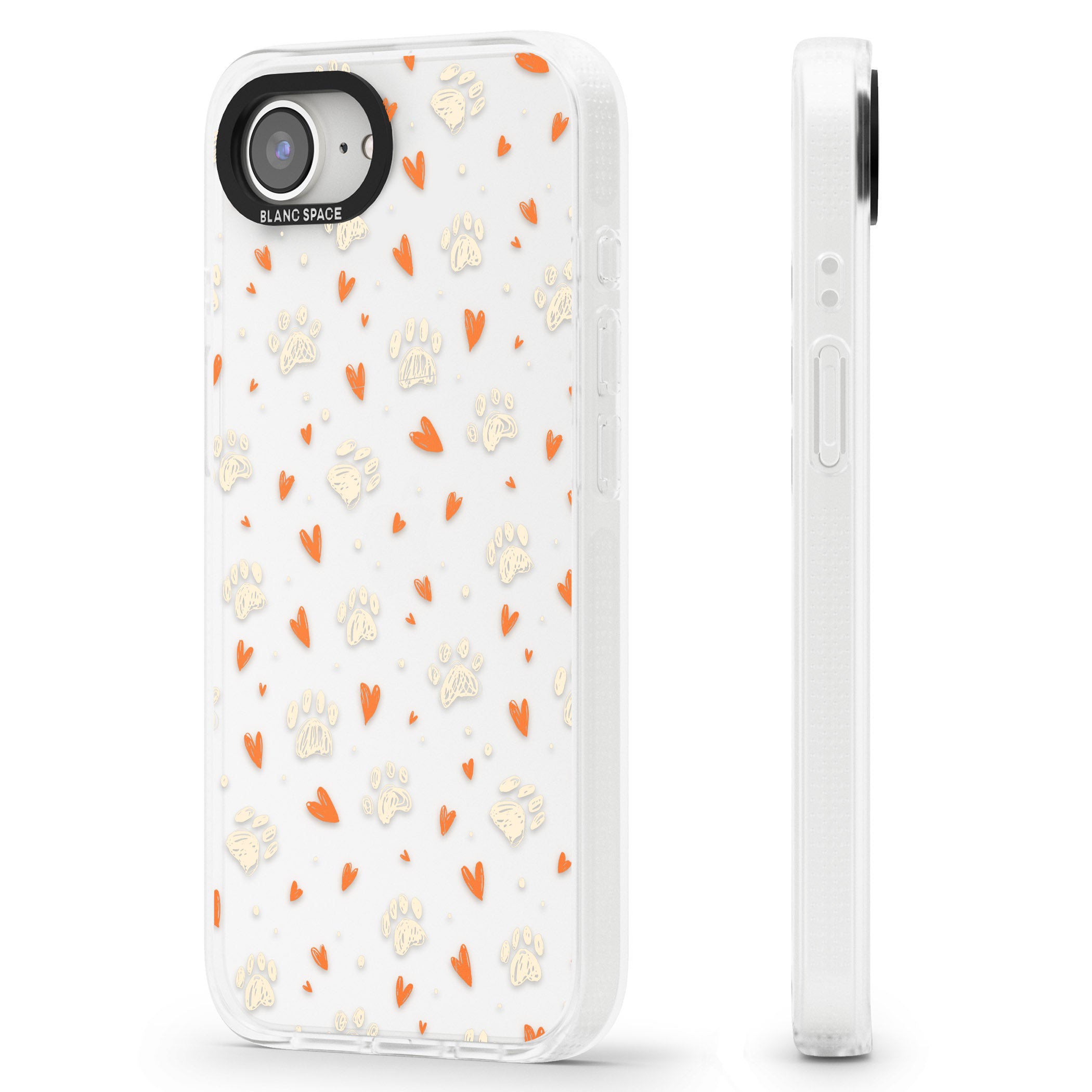 Paws & Hearts Pattern (Clear) iPhone 16e Clear Case Impact Air - Blanc Space