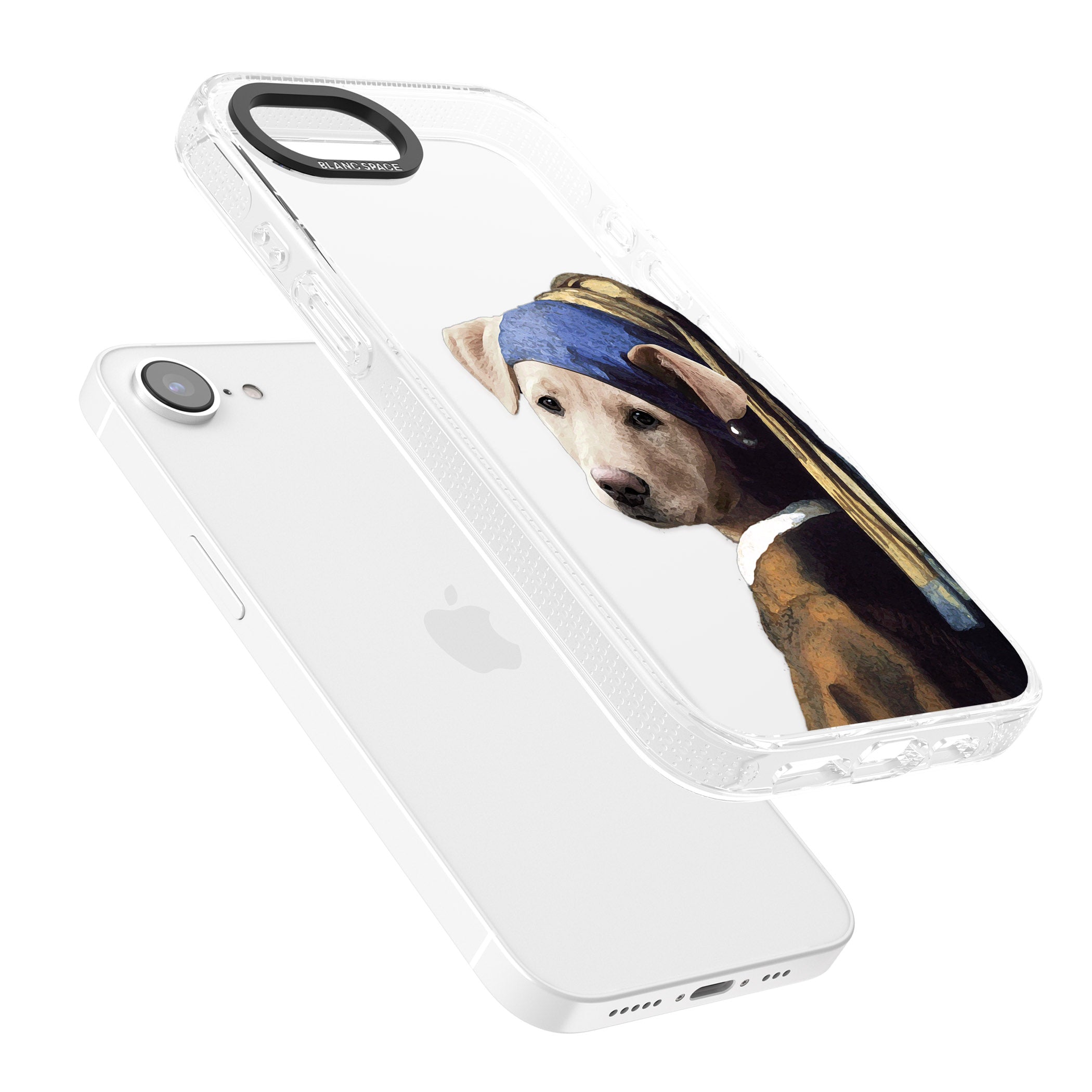 Doggo with a Pearl Earring iPhone 16e Clear Case Impact Air - Blanc Space
