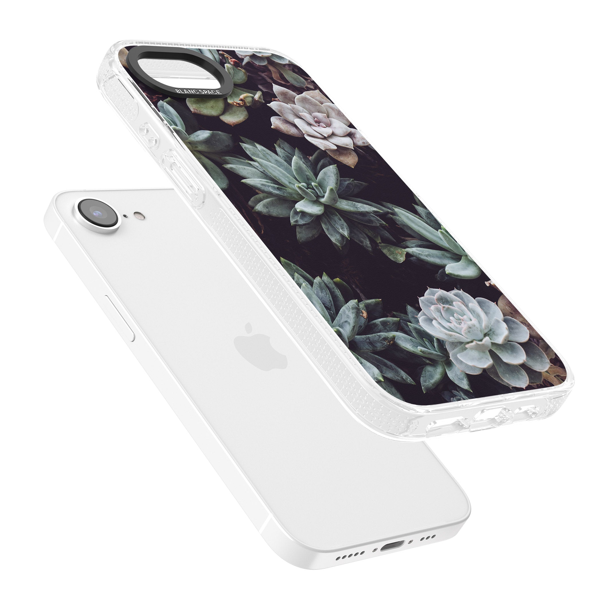 Mixed Succulents - Real Botanical Photographs iPhone 16e Clear Case Impact Air - Blanc Space