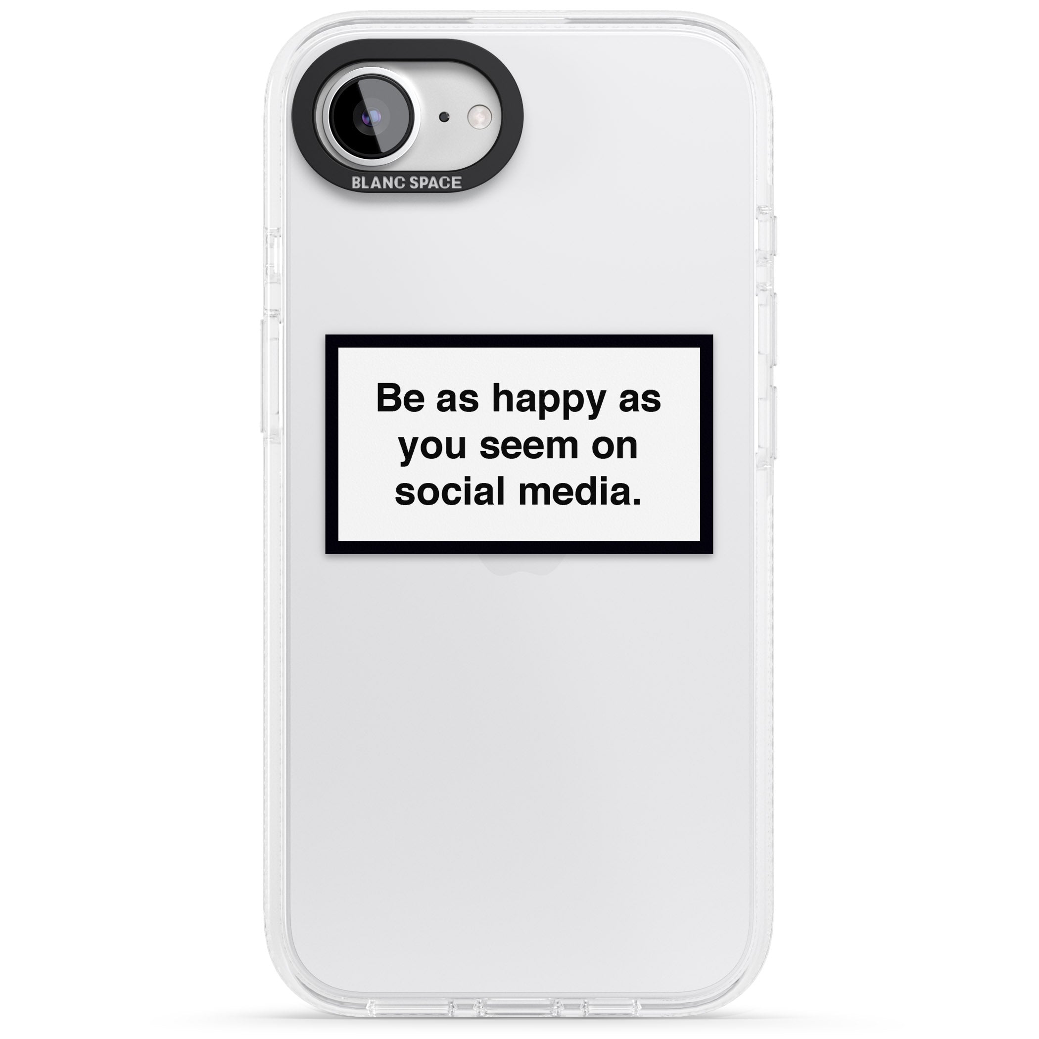 Happy on Social Media iPhone 16e Clear Case Impact Air - Blanc Space
