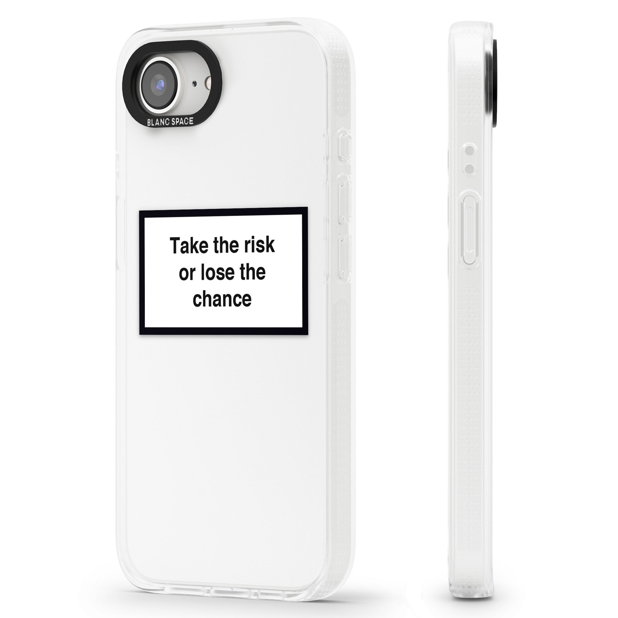 Take the risk or lose the chance iPhone 16e Clear Case Impact Air - Blanc Space