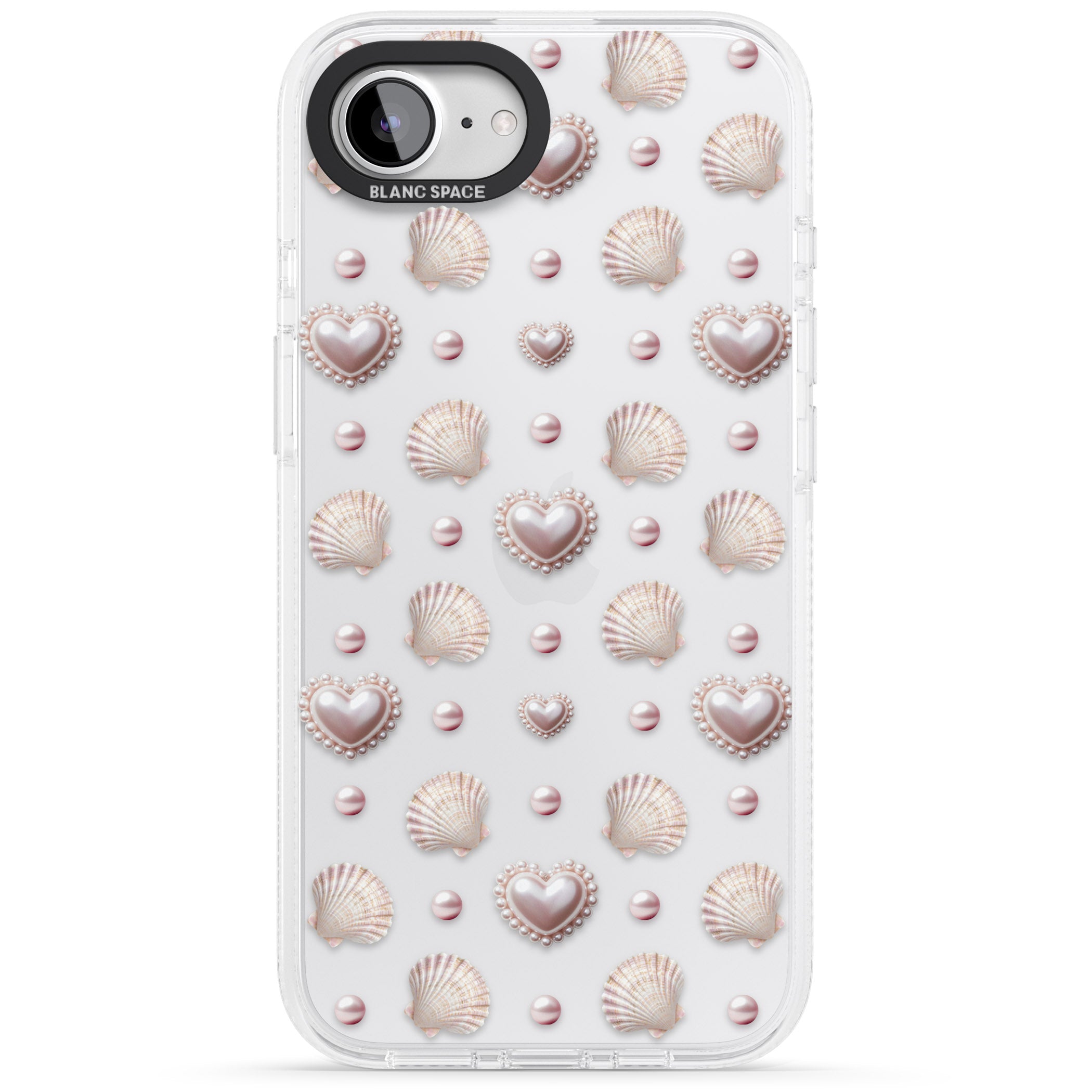 Pearl Hearts iPhone 16e Clear Case Impact Air - Blanc Space