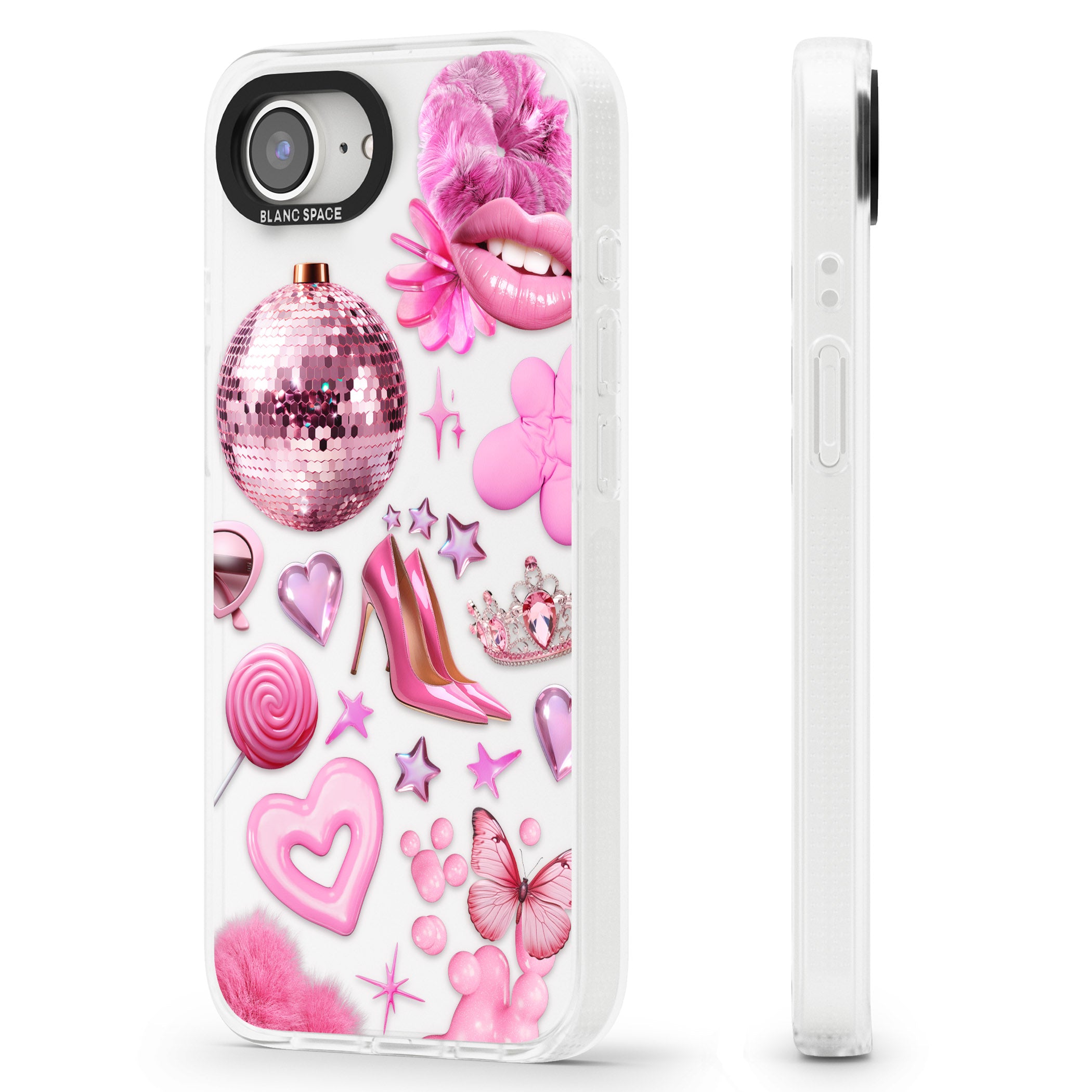 Pink Glam iPhone 16e Clear Case Impact Air - Blanc Space