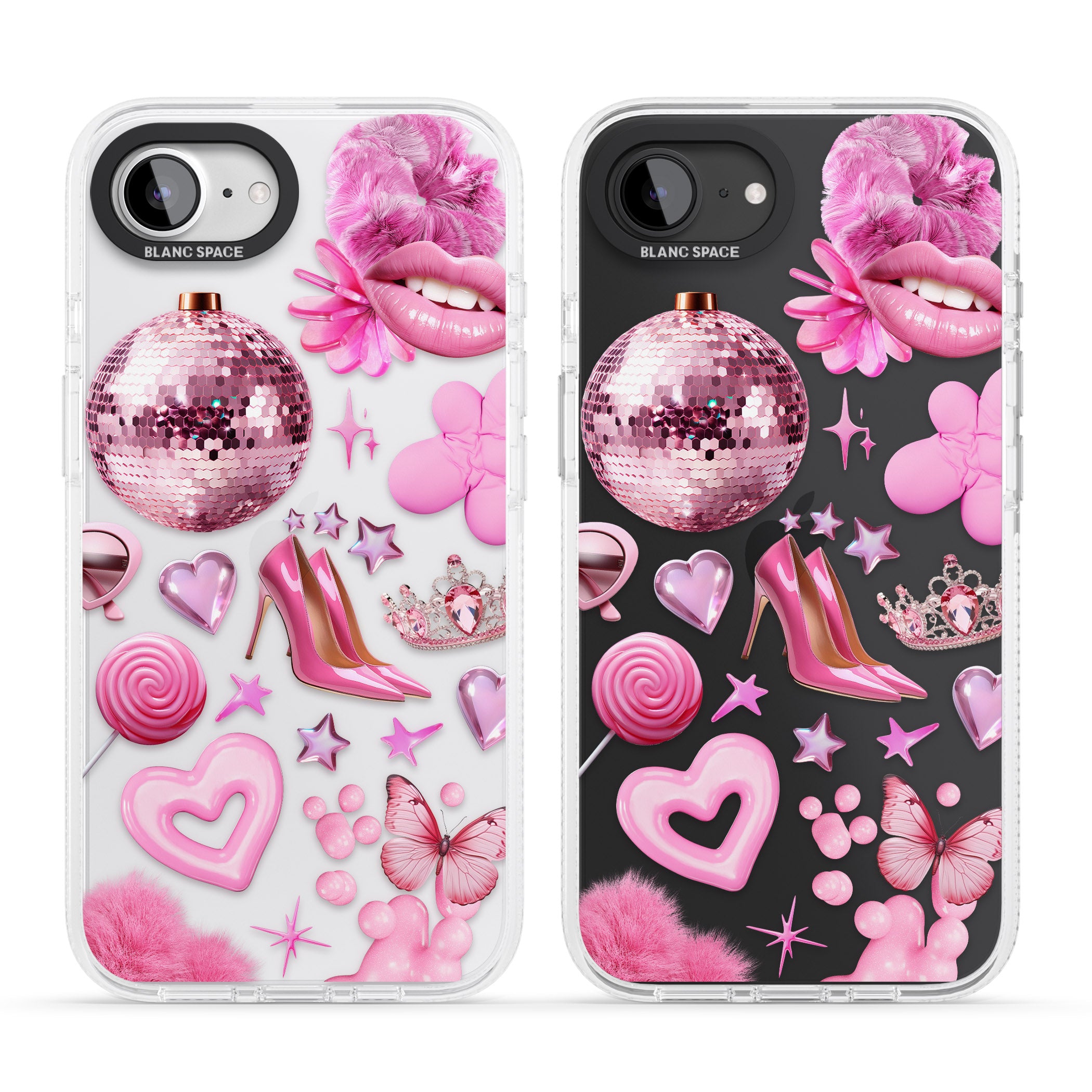 Pink Glam iPhone 16e Clear Case Impact Air - Blanc Space
