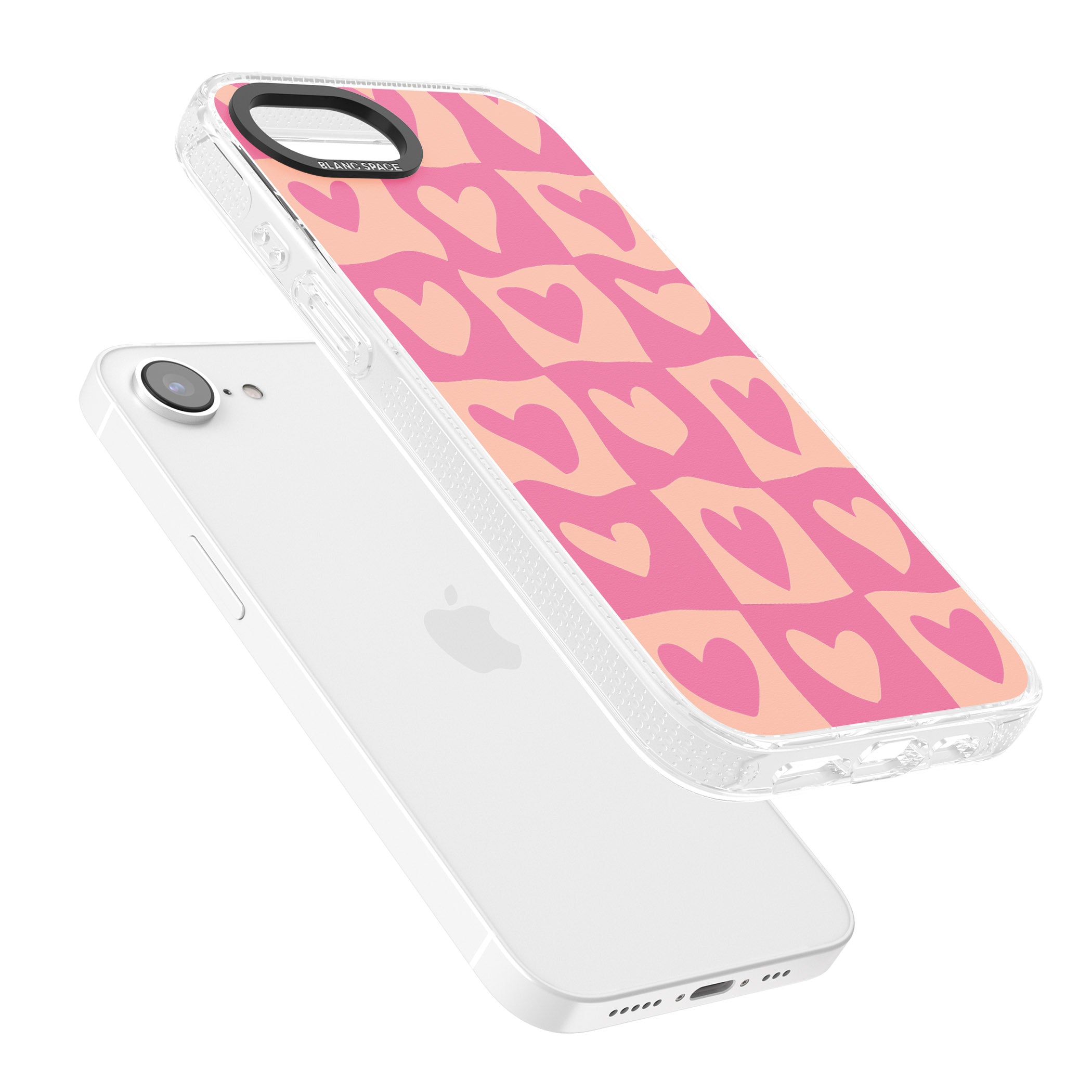 Pink Wavy Checked Hearts iPhone 16e Clear Case Impact Air - Blanc Space