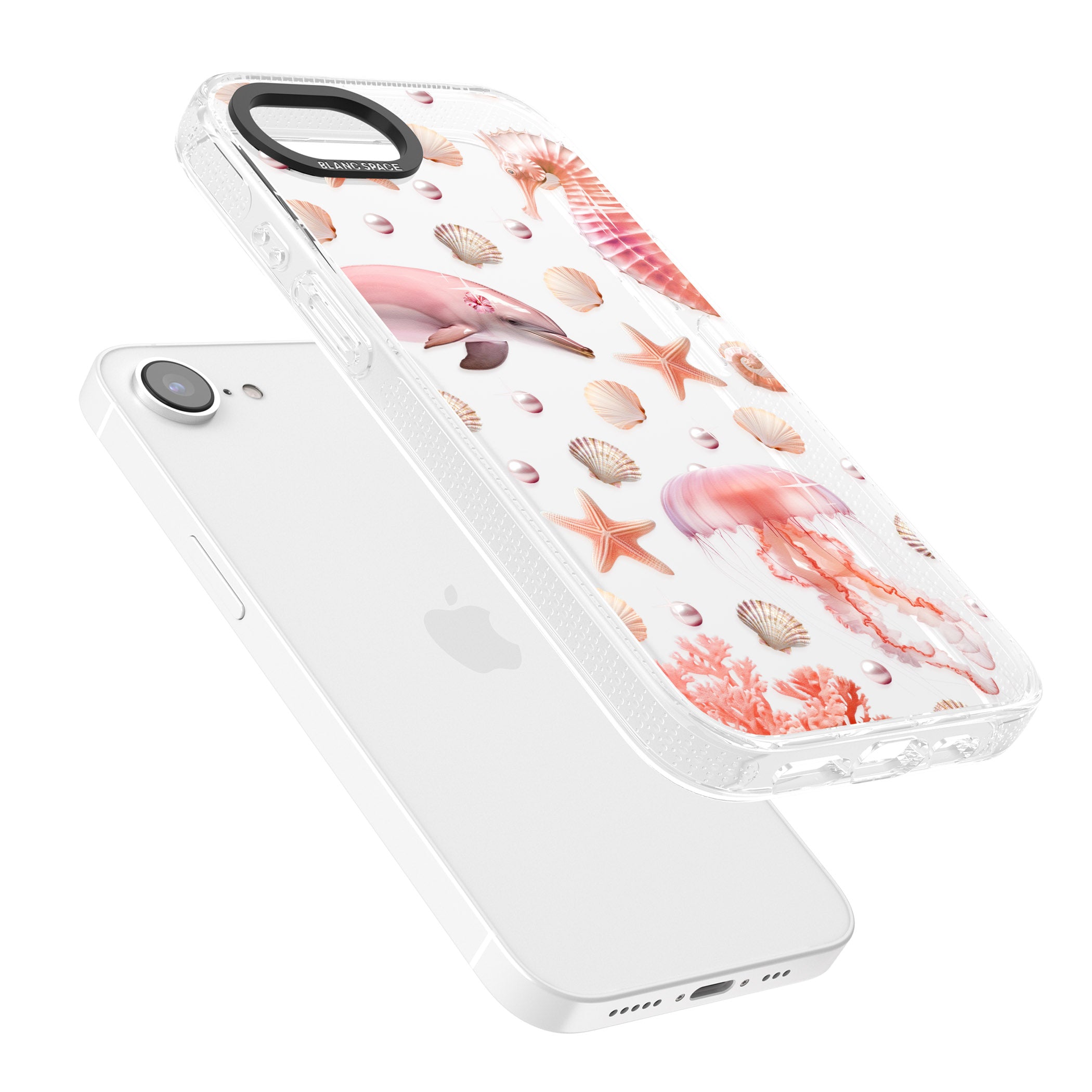 Pink Sealife iPhone 16e Clear Case Impact Air - Blanc Space