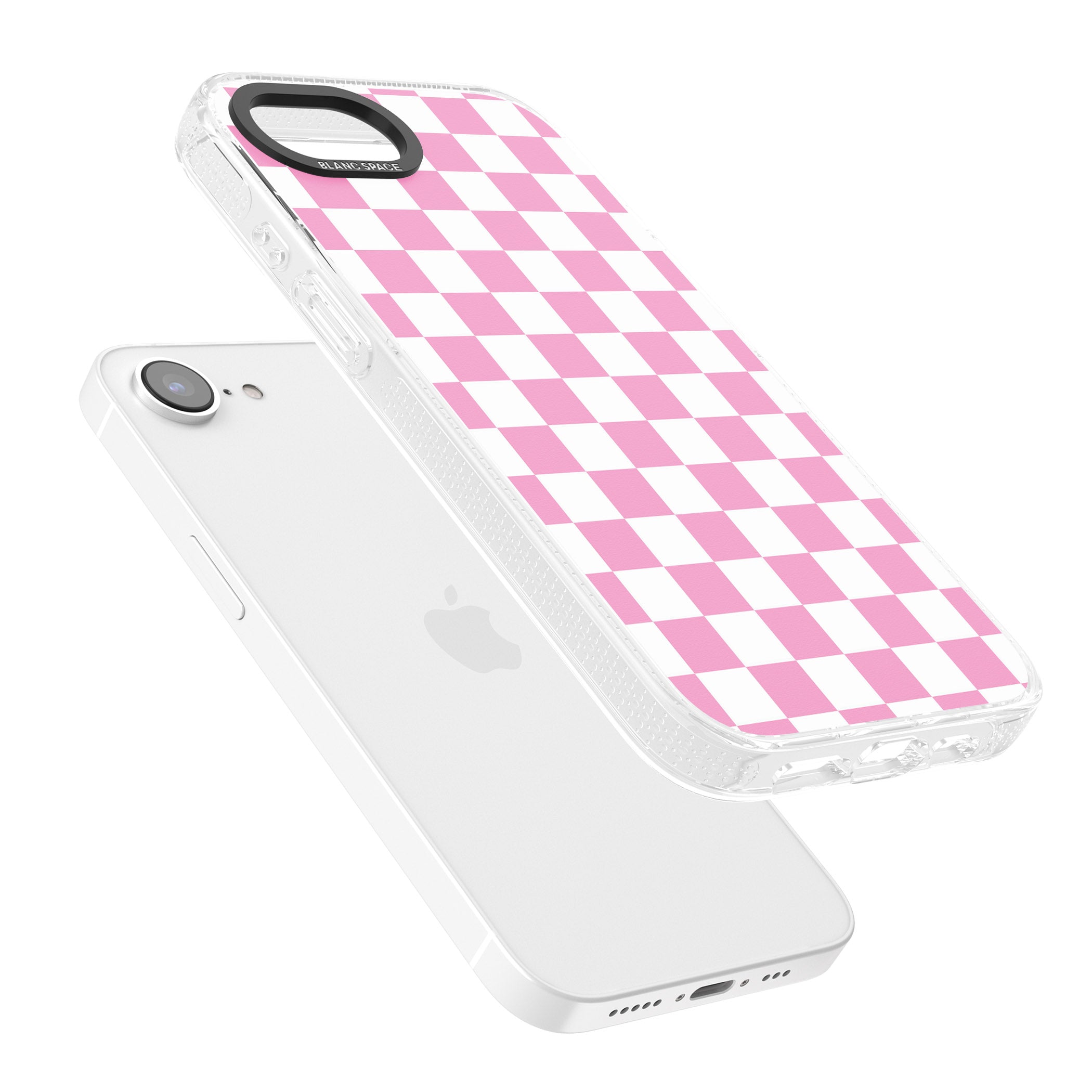Pink Checkered iPhone 16e Clear Case Impact Air - Blanc Space