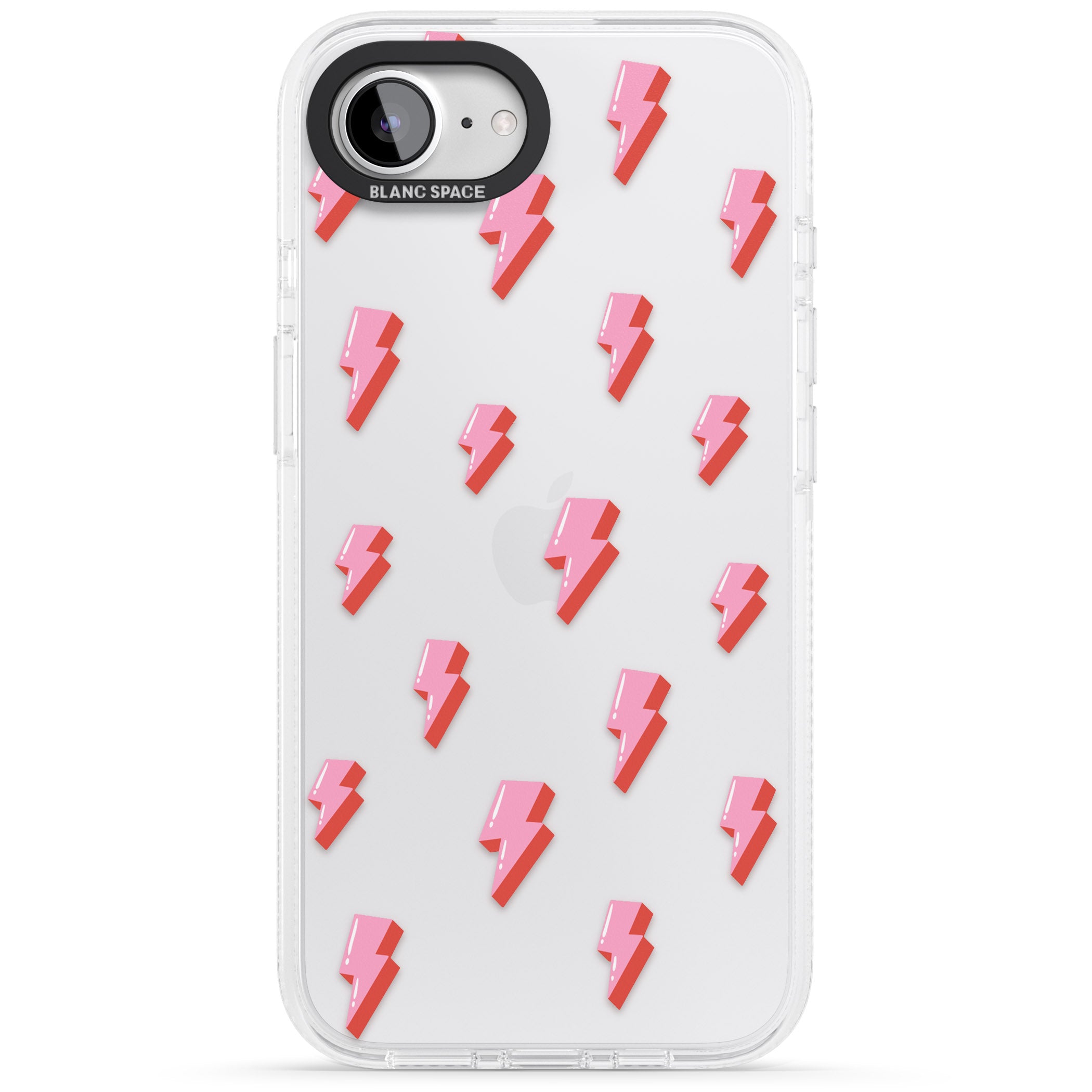 Pink Bolt Pattern iPhone 16e Clear Case Impact Air - Blanc Space