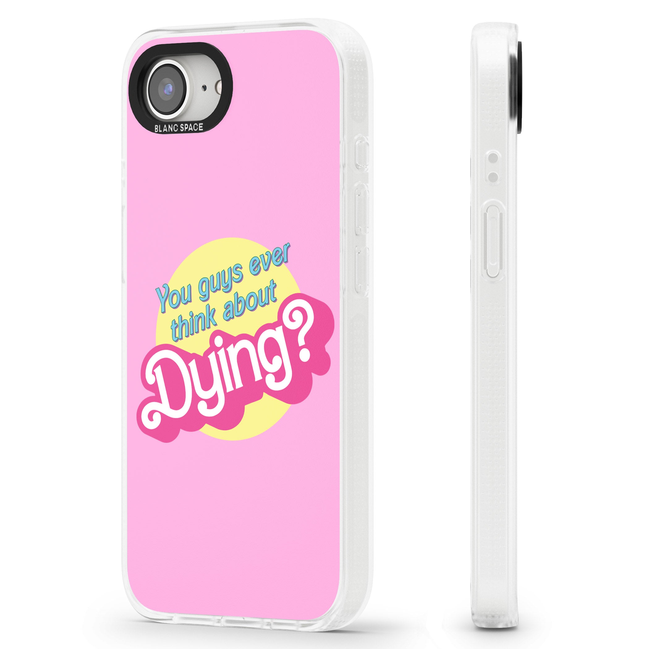 Ever Think About Dying? iPhone 16e Clear Case Impact Air - Blanc Space