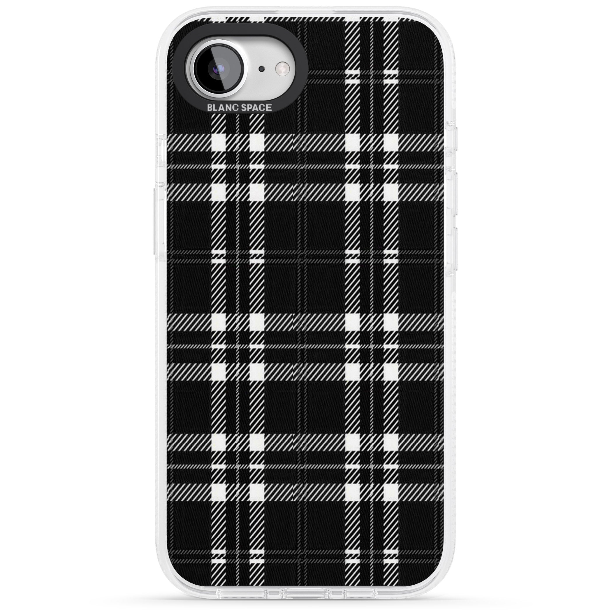 Divine Black Plaid iPhone 16e Clear Case Impact Air - Blanc Space