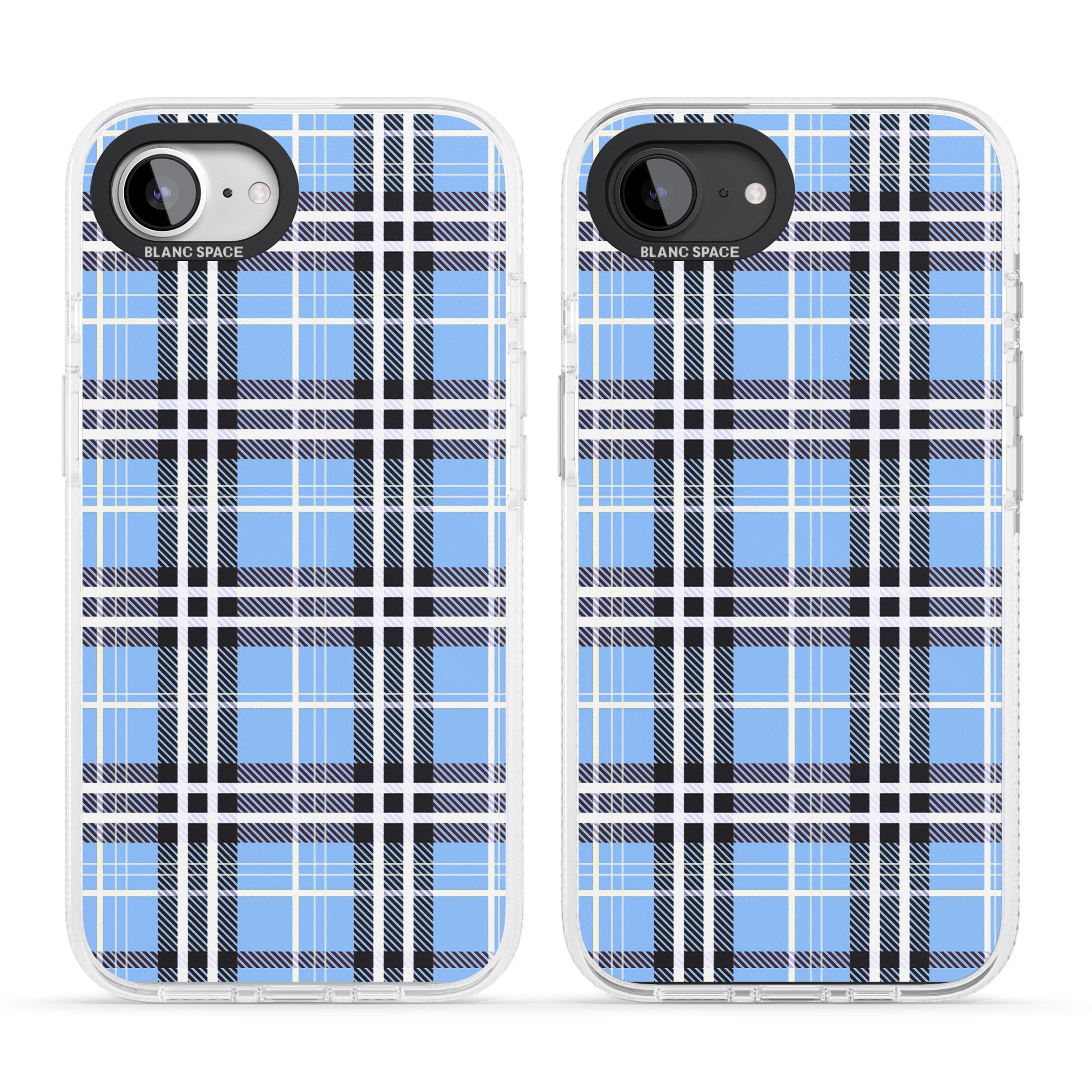 Blue Plaid iPhone 16e Clear Case Impact Air - Blanc Space