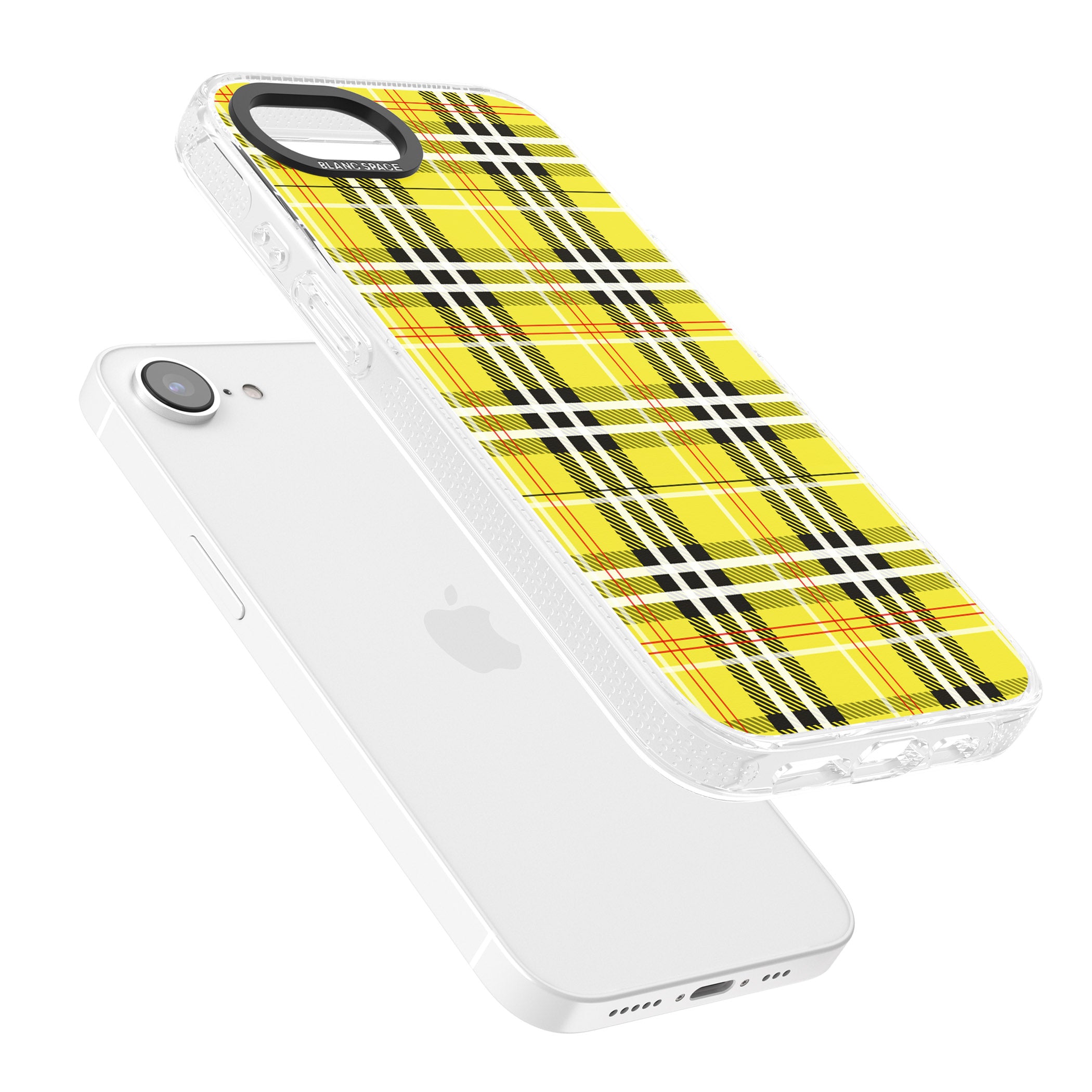 Yellow Plaid iPhone 16e Clear Case Impact Air - Blanc Space