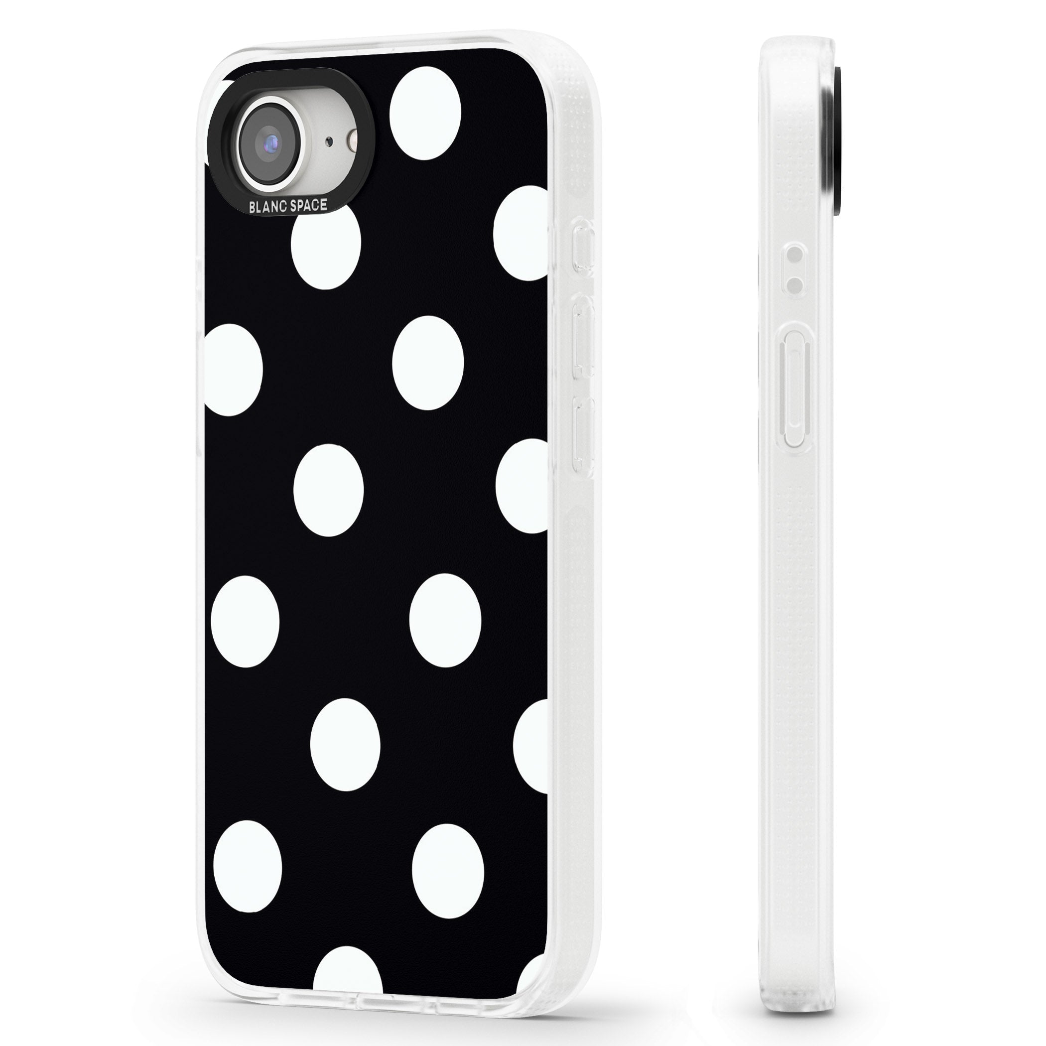 Chic Black Polka Dot iPhone 16e Clear Case Impact Air - Blanc Space