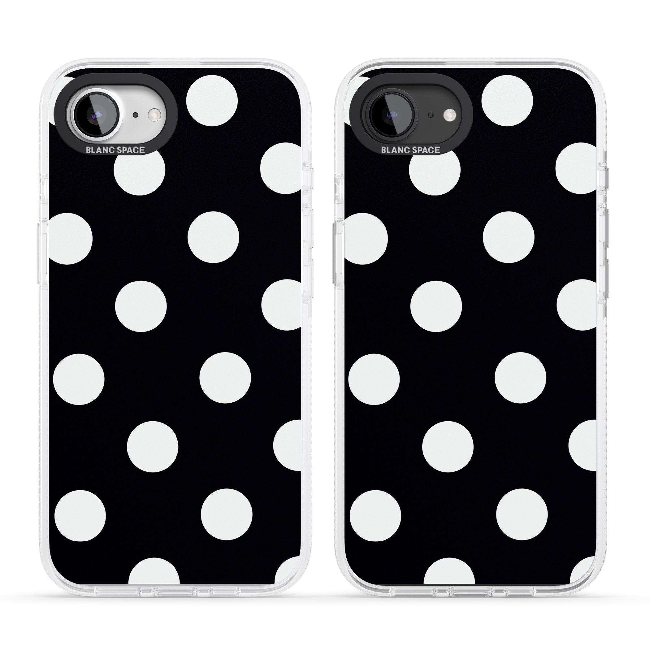 Chic Black Polka Dot iPhone 16e Clear Case Impact Air - Blanc Space