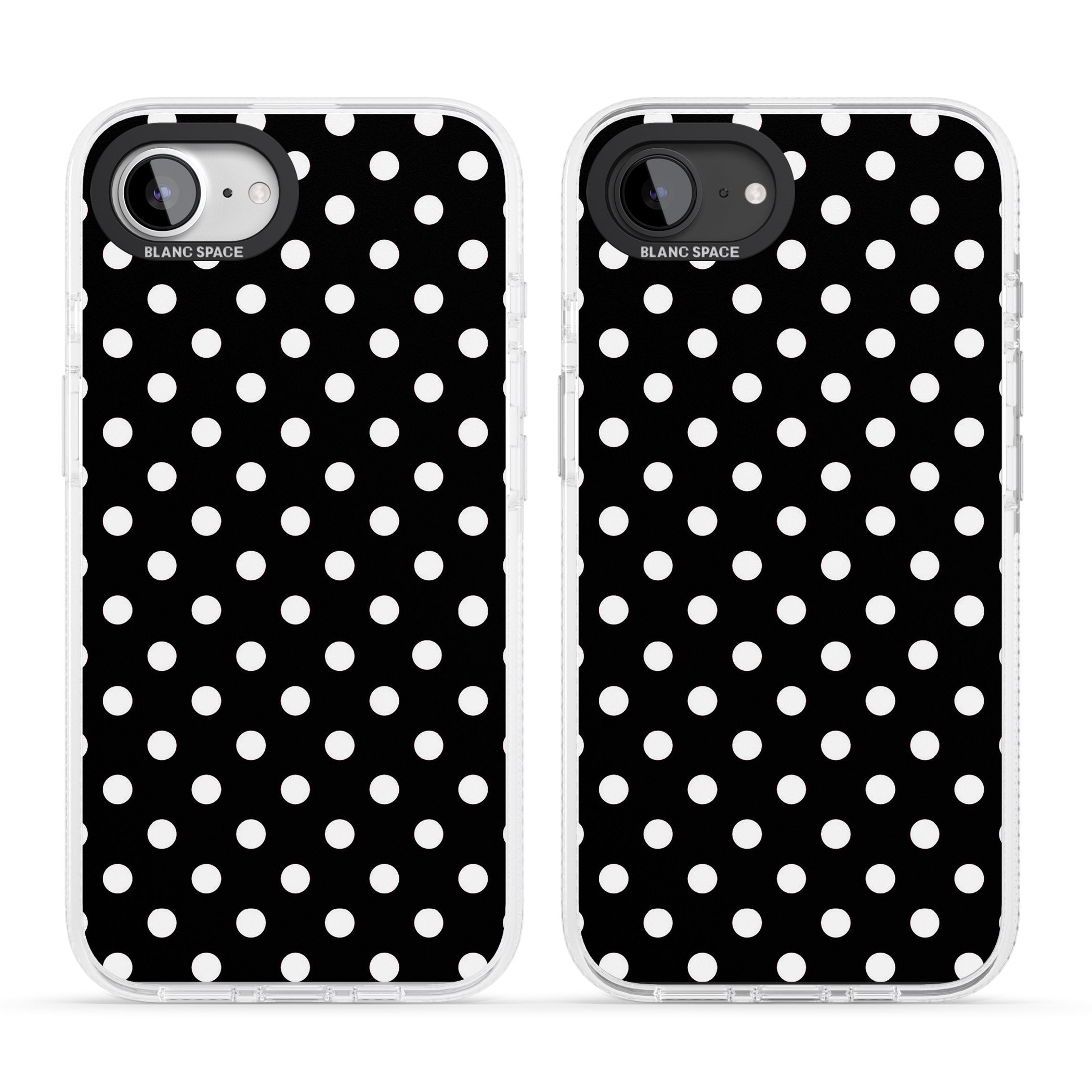 Designer Chic Black Polka Dot iPhone 16e Clear Case Impact Air - Blanc Space