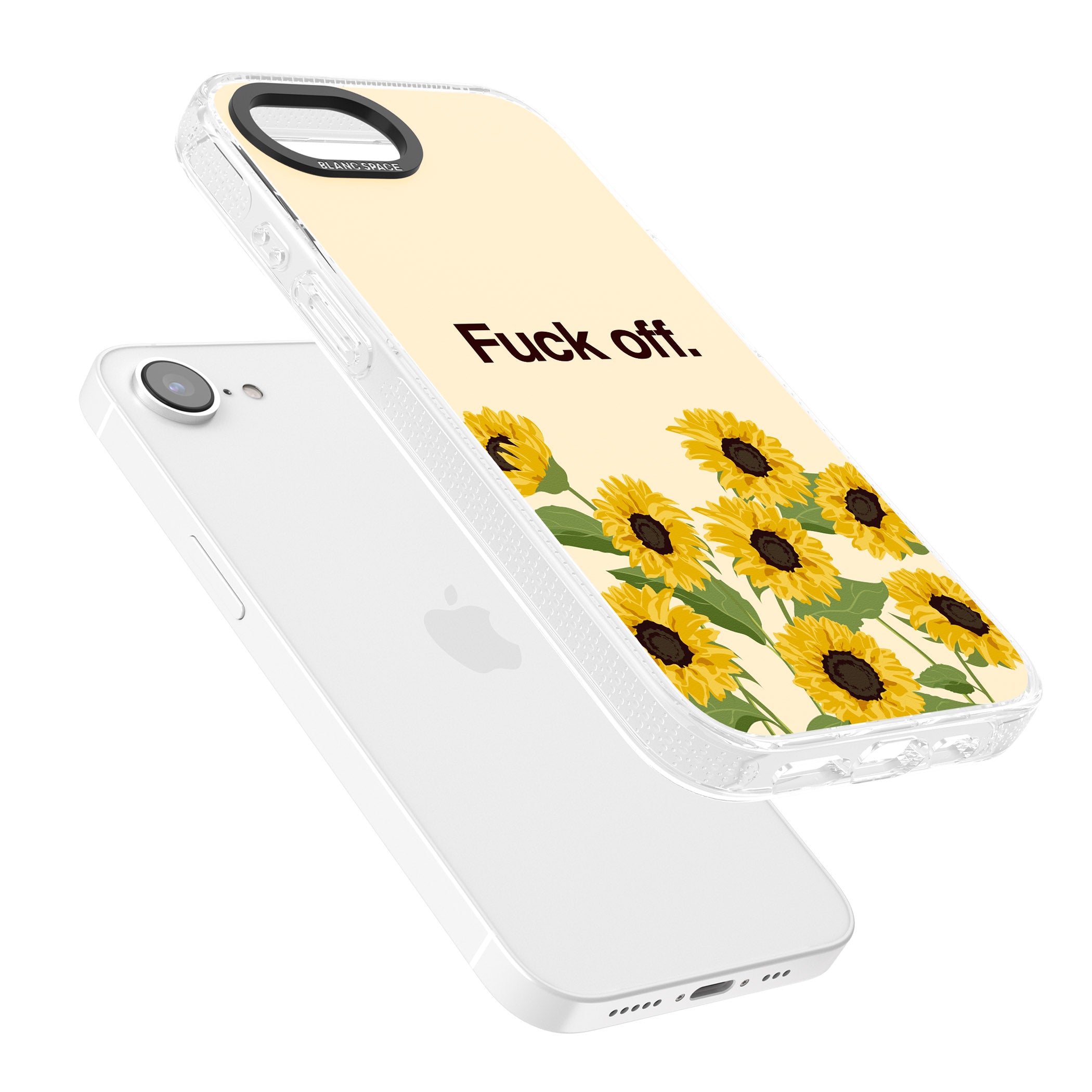 F*ck off iPhone 16e Clear Case Impact Air - Blanc Space
