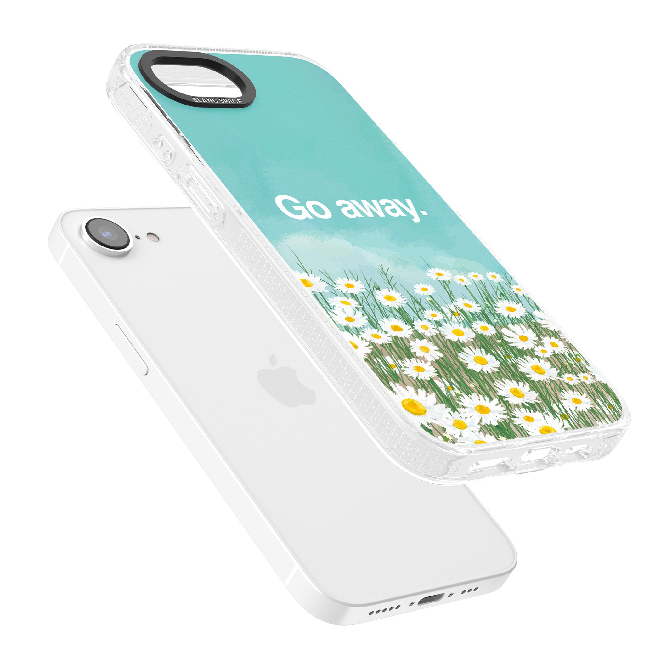 Go away iPhone 16e Clear Case Impact Air - Blanc Space