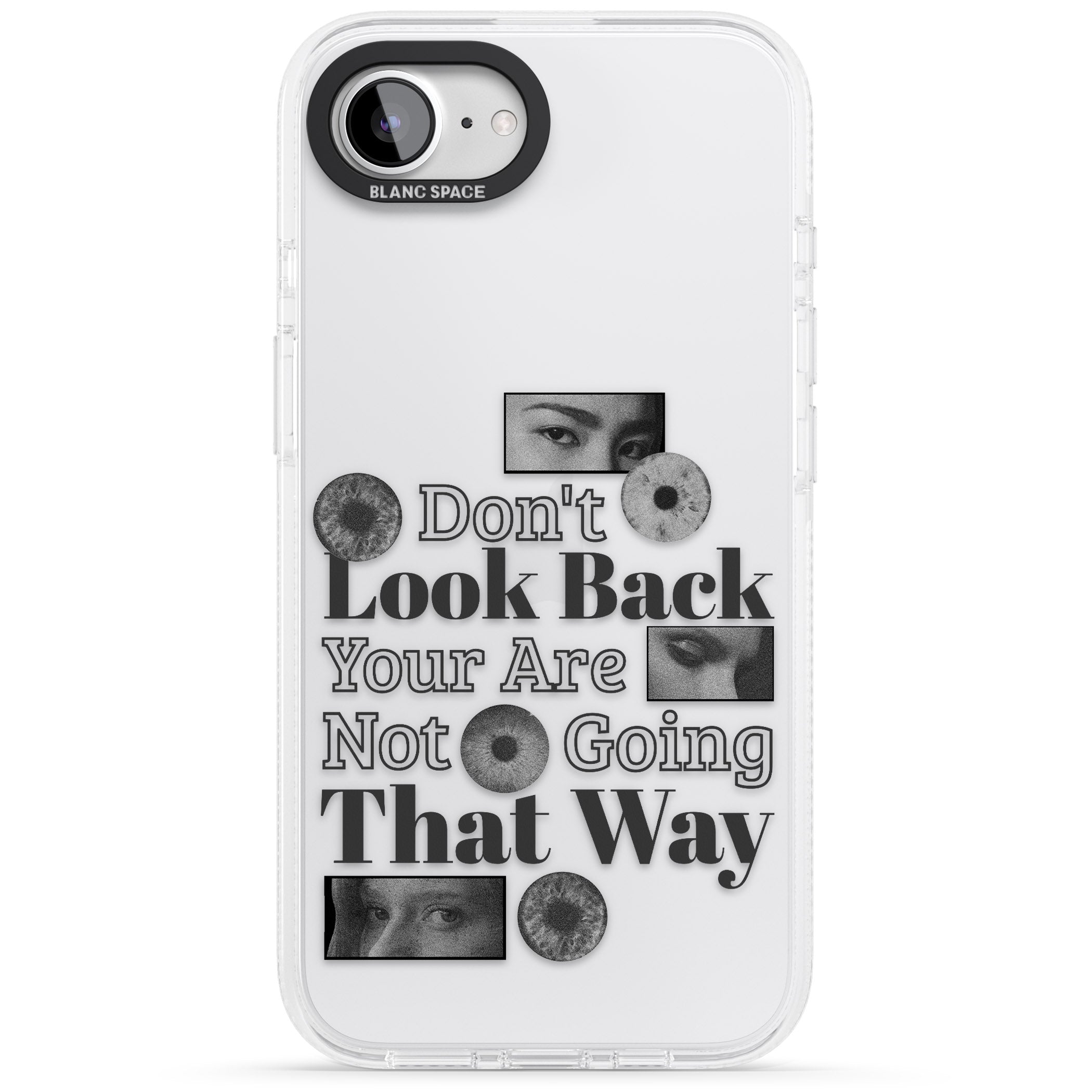 Don't Look Back iPhone 16e Clear Case Impact Air - Blanc Space