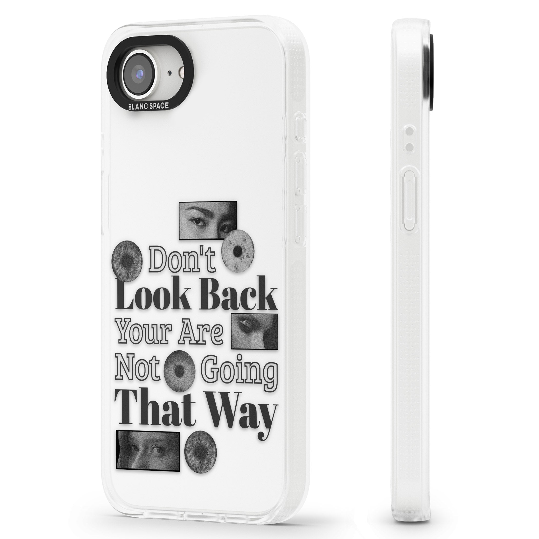 Don't Look Back iPhone 16e Clear Case Impact Air - Blanc Space