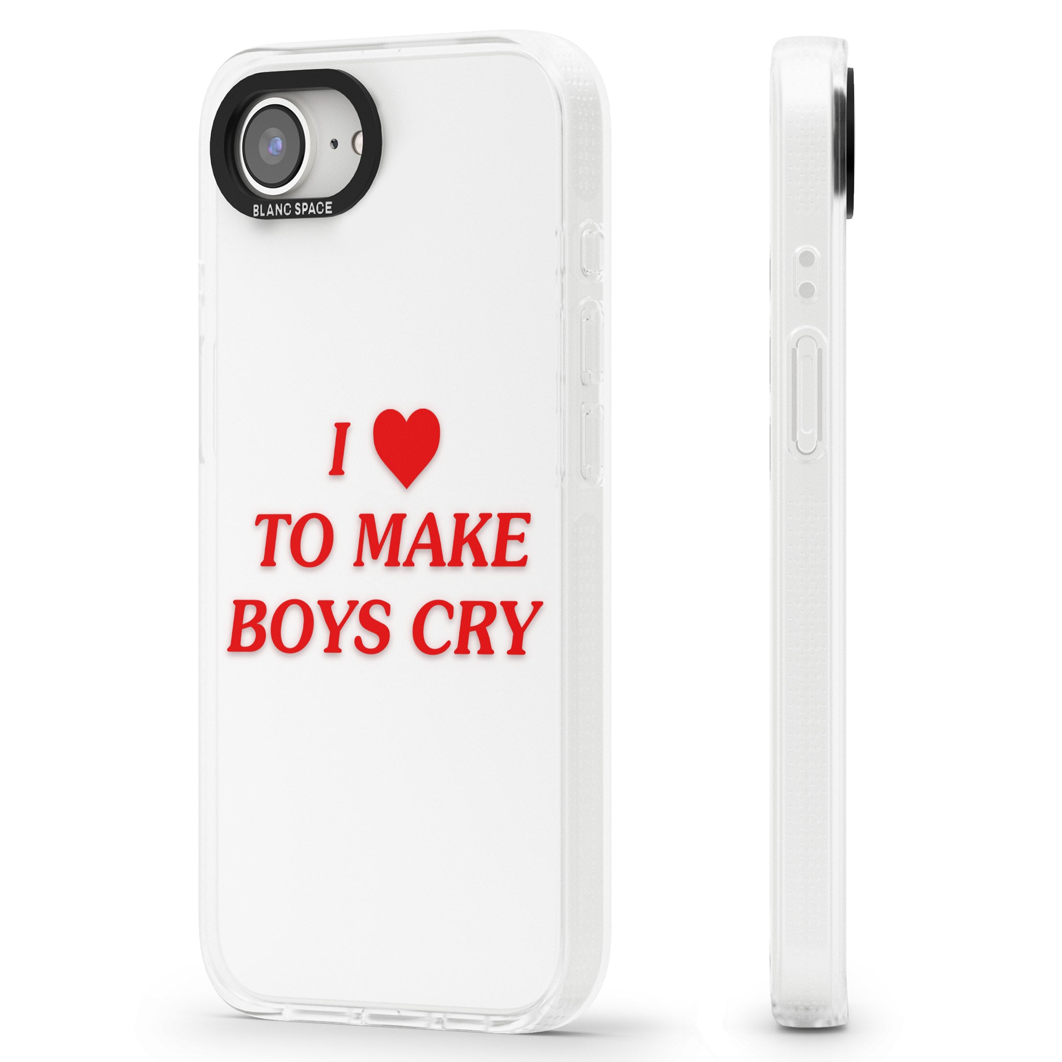 I Love to Make Boys Cry iPhone 16e Clear Case Impact Air - Blanc Space