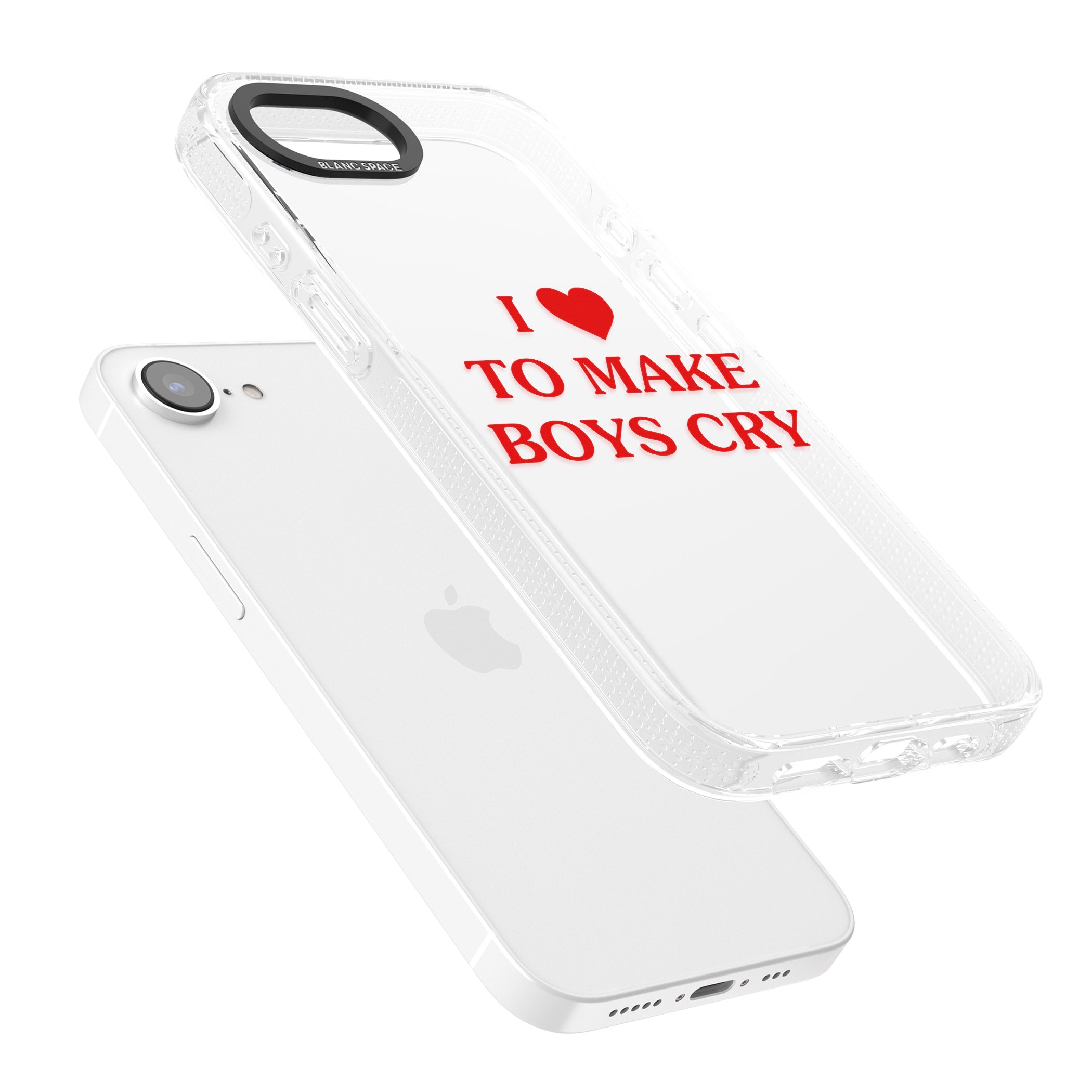 I Love to Make Boys Cry iPhone 16e Clear Case Impact Air - Blanc Space