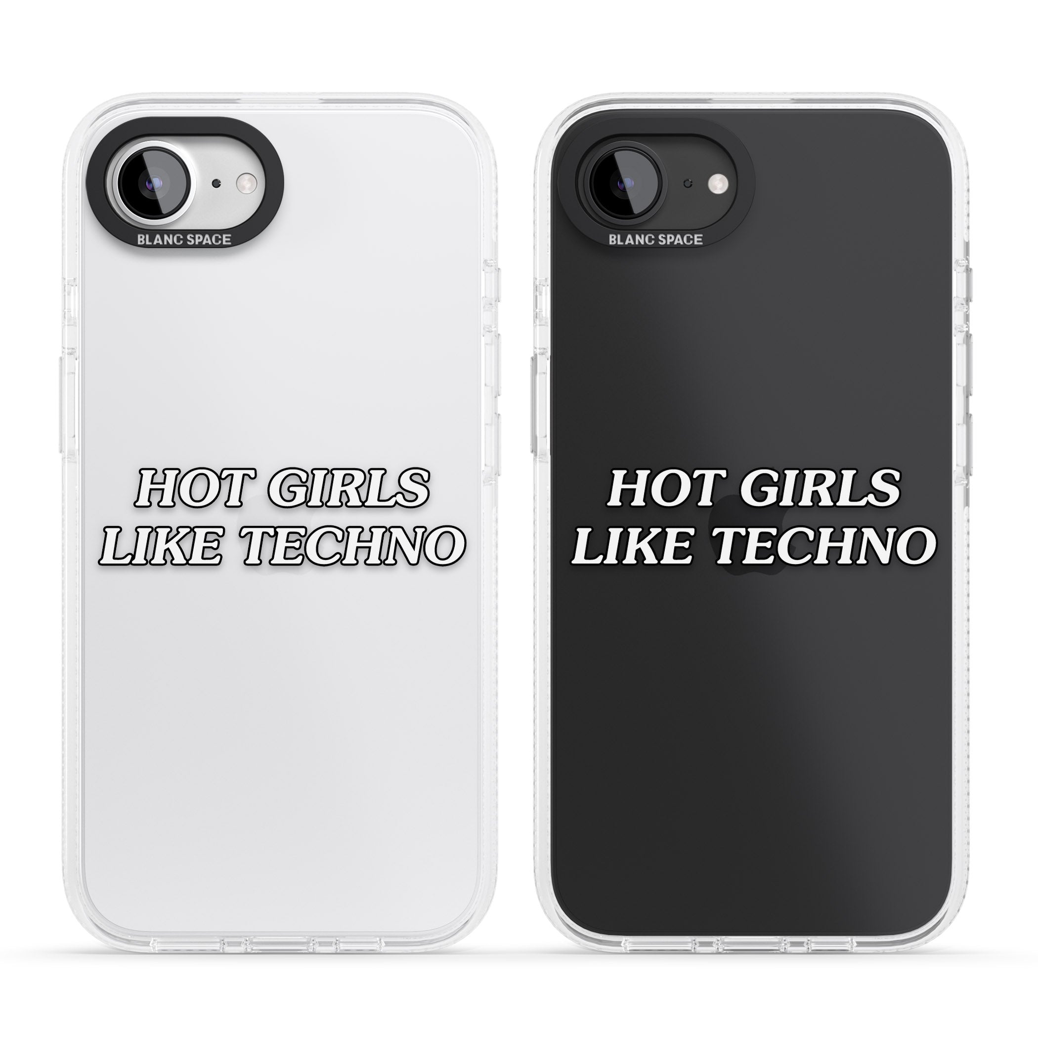 Hot Girls Like Techno iPhone 16e Clear Case Impact Air - Blanc Space