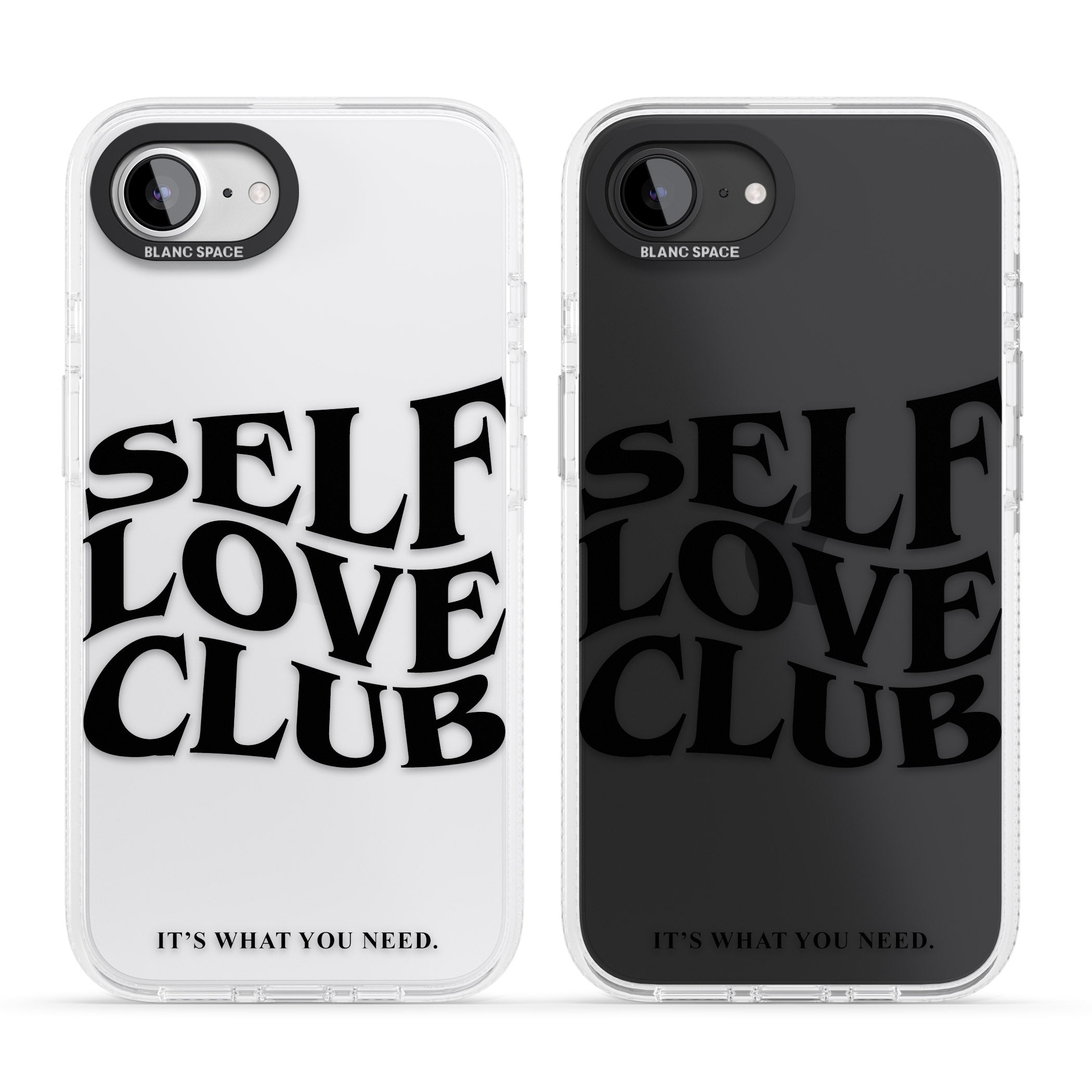 Self Love Club (Black) iPhone 16e Clear Case Impact Air - Blanc Space