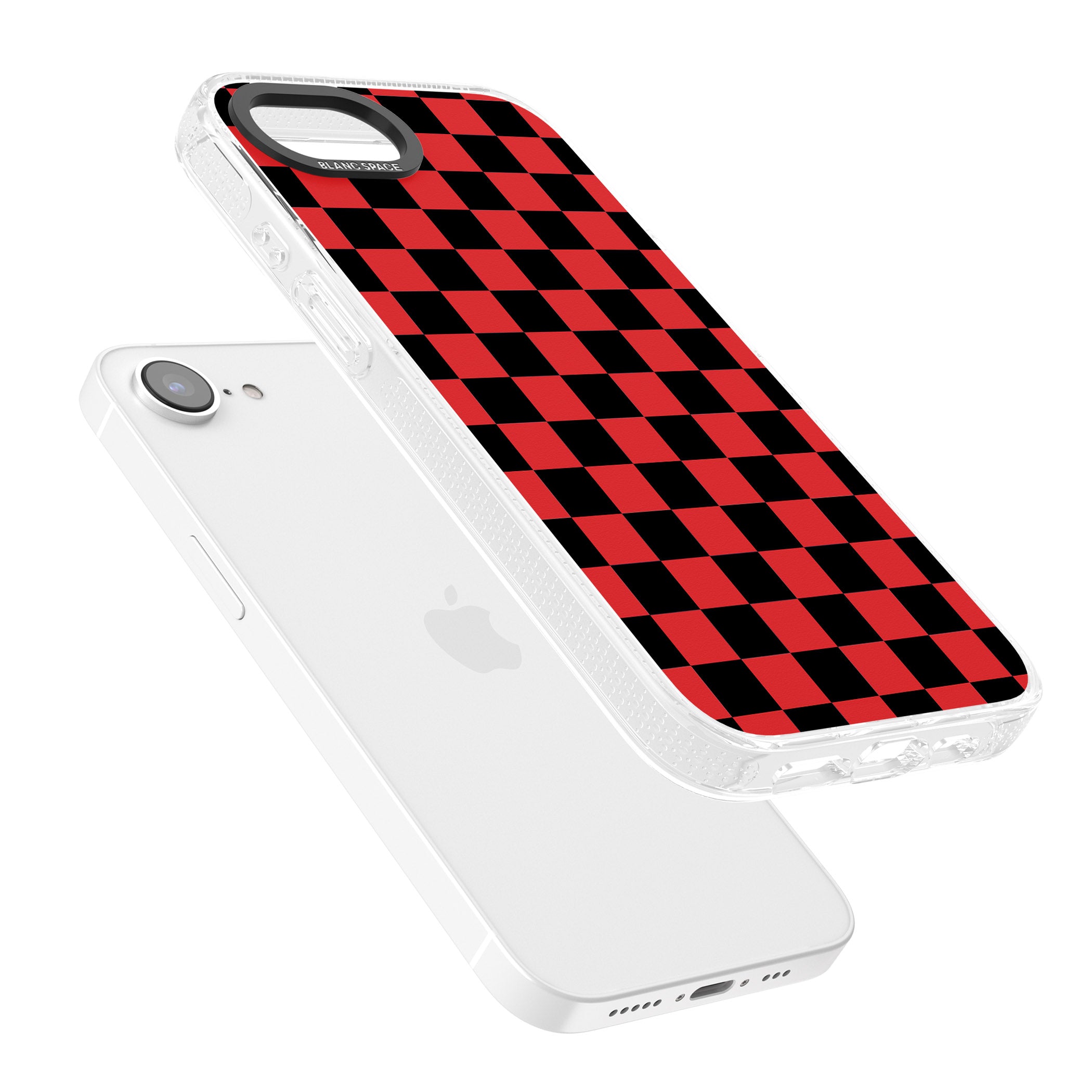 Red Black Checkered iPhone 16e Clear Case Impact Air - Blanc Space