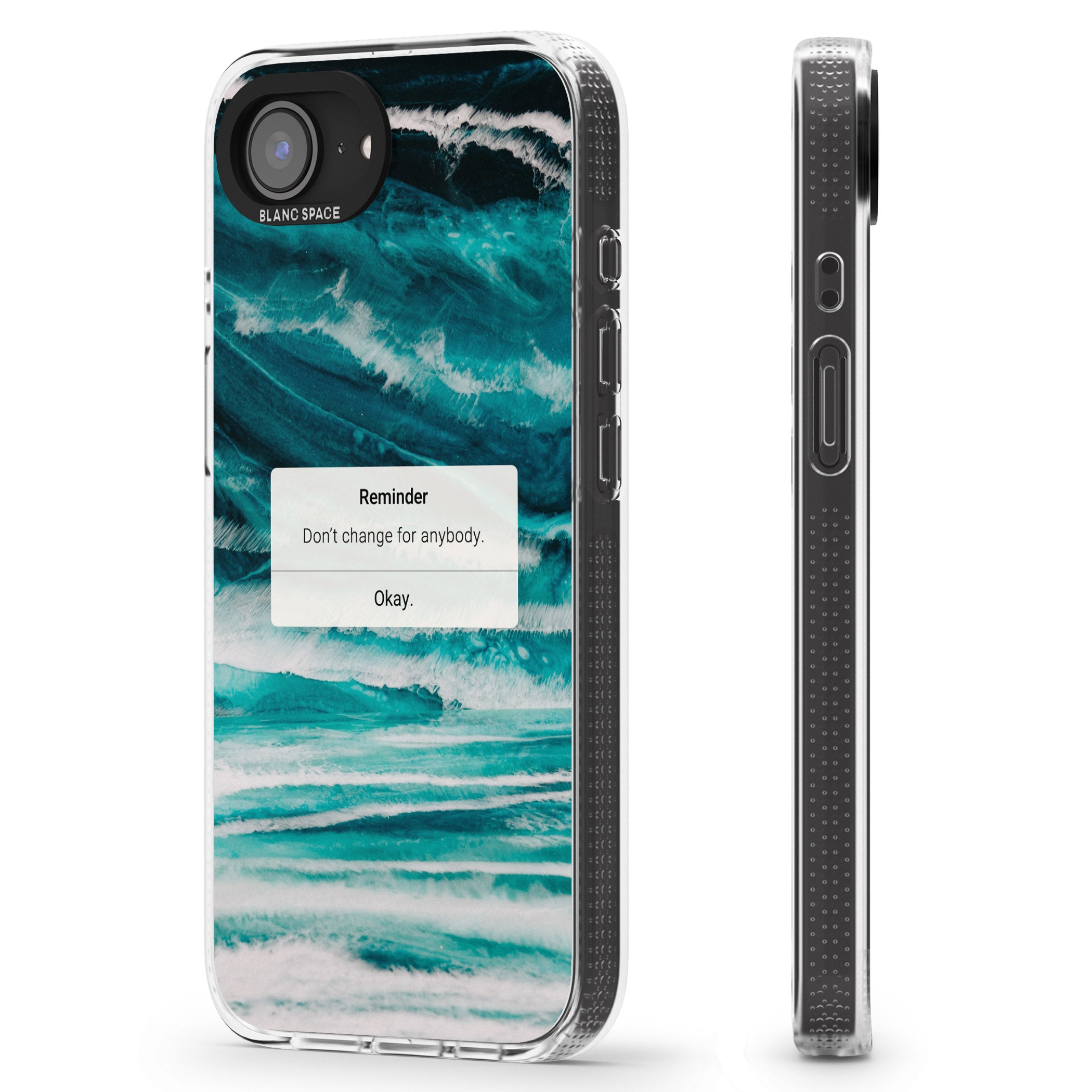"Don't Change" iPhone Reminder iPhone 16e Clear Case Impact Air - Blanc Space