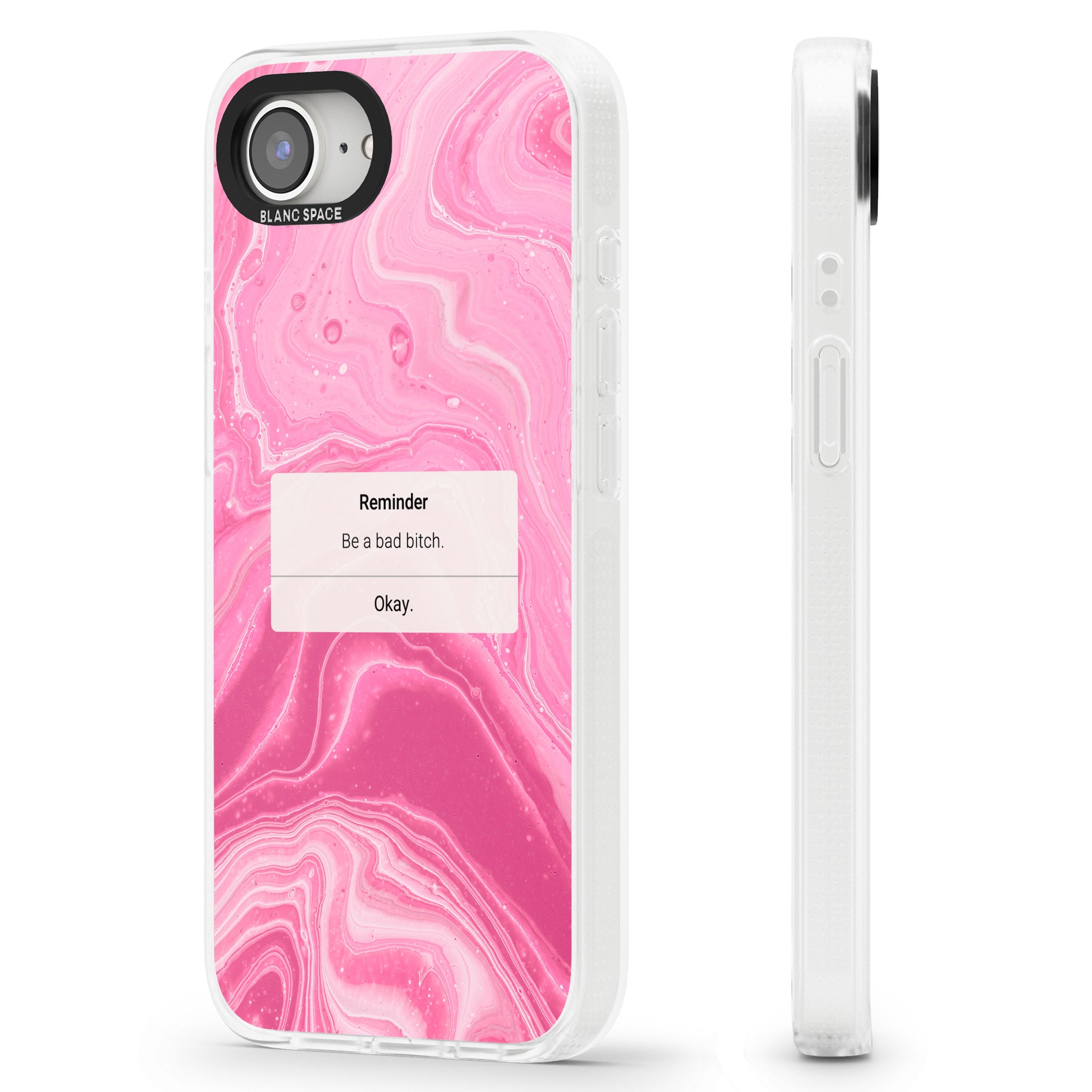 "Be a Bad Bitch" iPhone Reminder iPhone 16e Clear Case Impact Air - Blanc Space