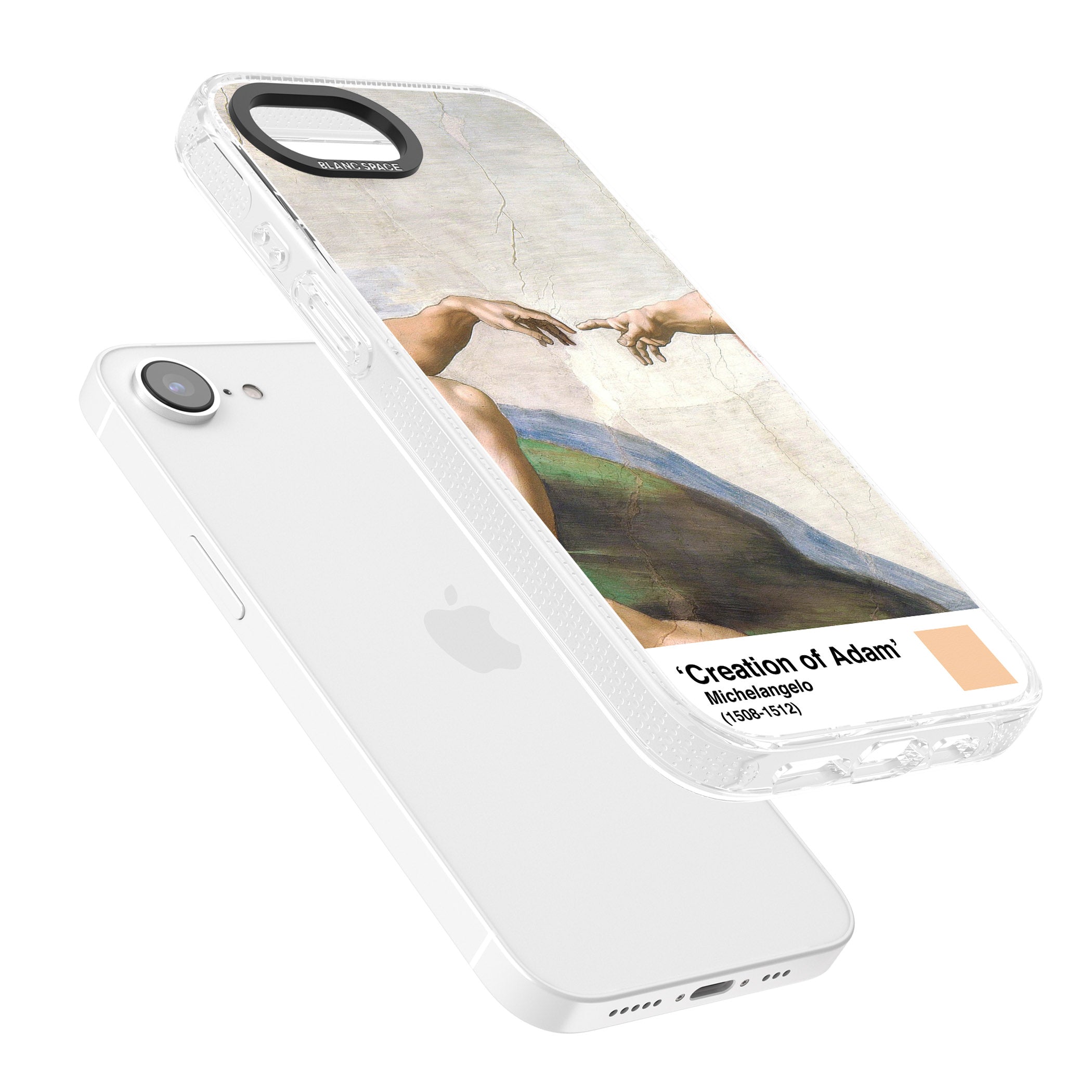 Creation of Adam iPhone 16e Clear Case Impact Air - Blanc Space