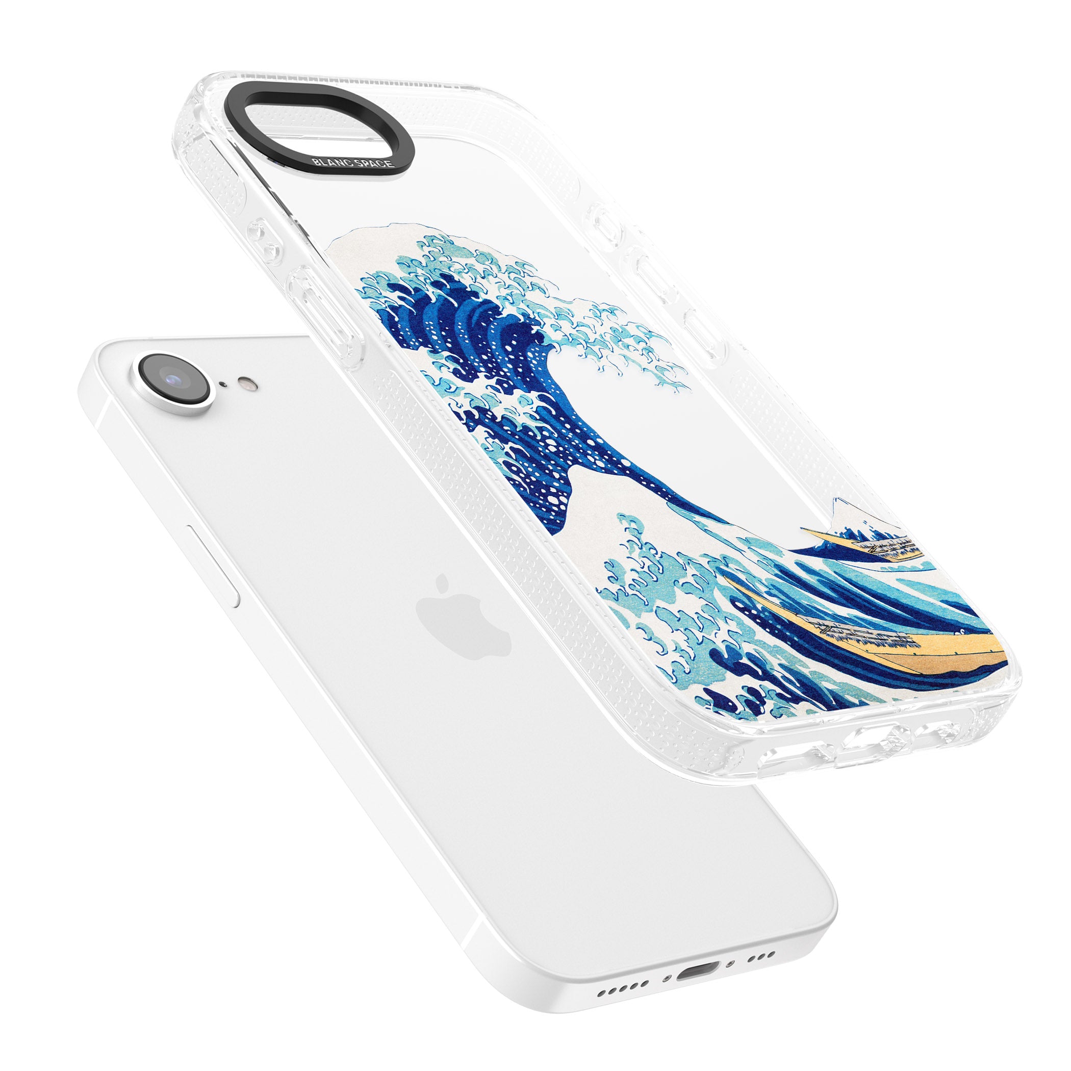The Great Wave of Kanagawa iPhone 16e Clear Case Impact Air - Blanc Space