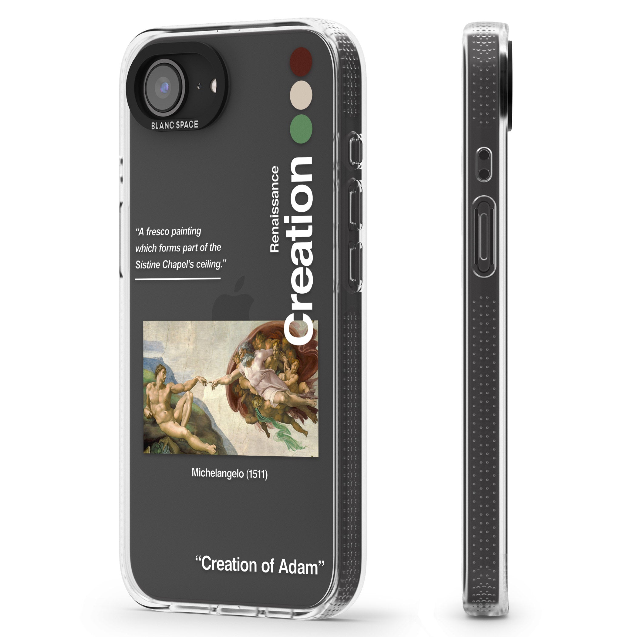 Creation of Adam - Michelangelo iPhone 16e Clear Case Impact Air - Blanc Space