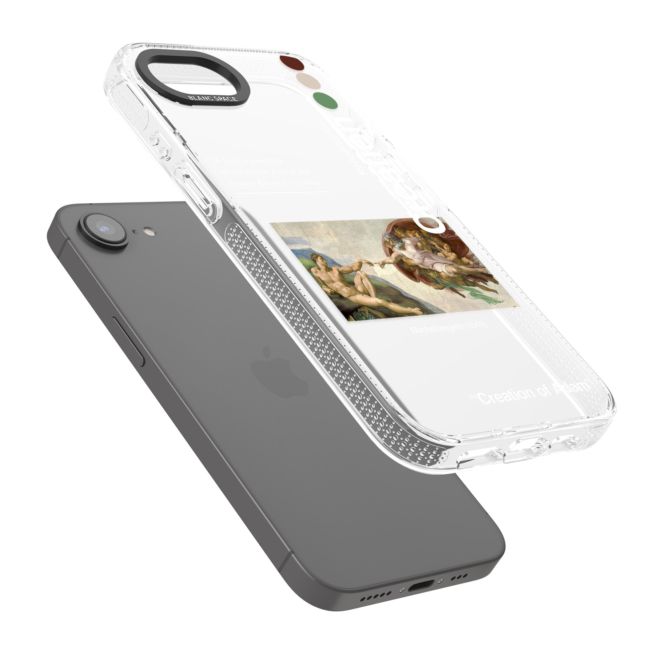 Creation of Adam - Michelangelo iPhone 16e Clear Case Impact Air - Blanc Space