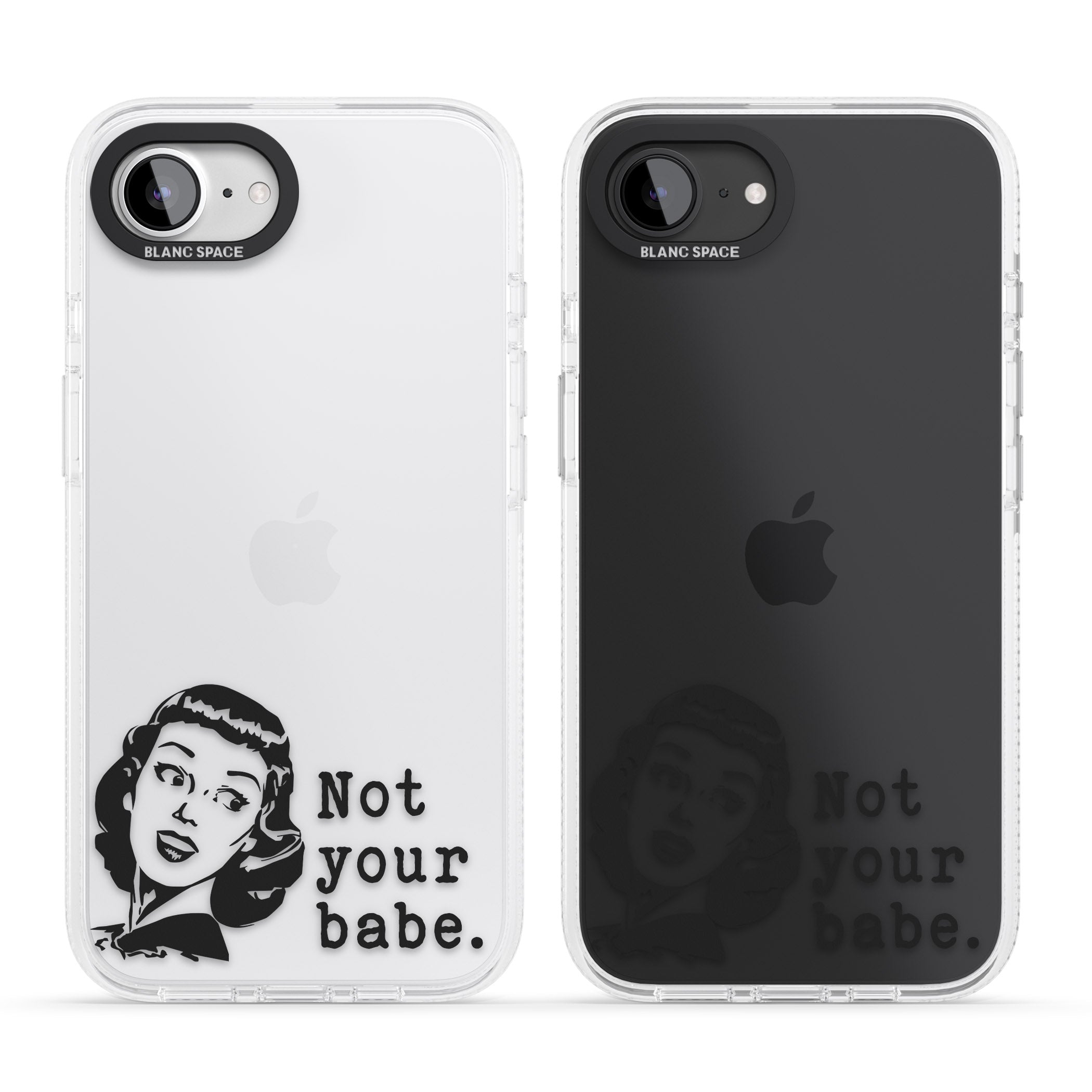 Not Your Babe iPhone 16e Clear Case Impact Air - Blanc Space