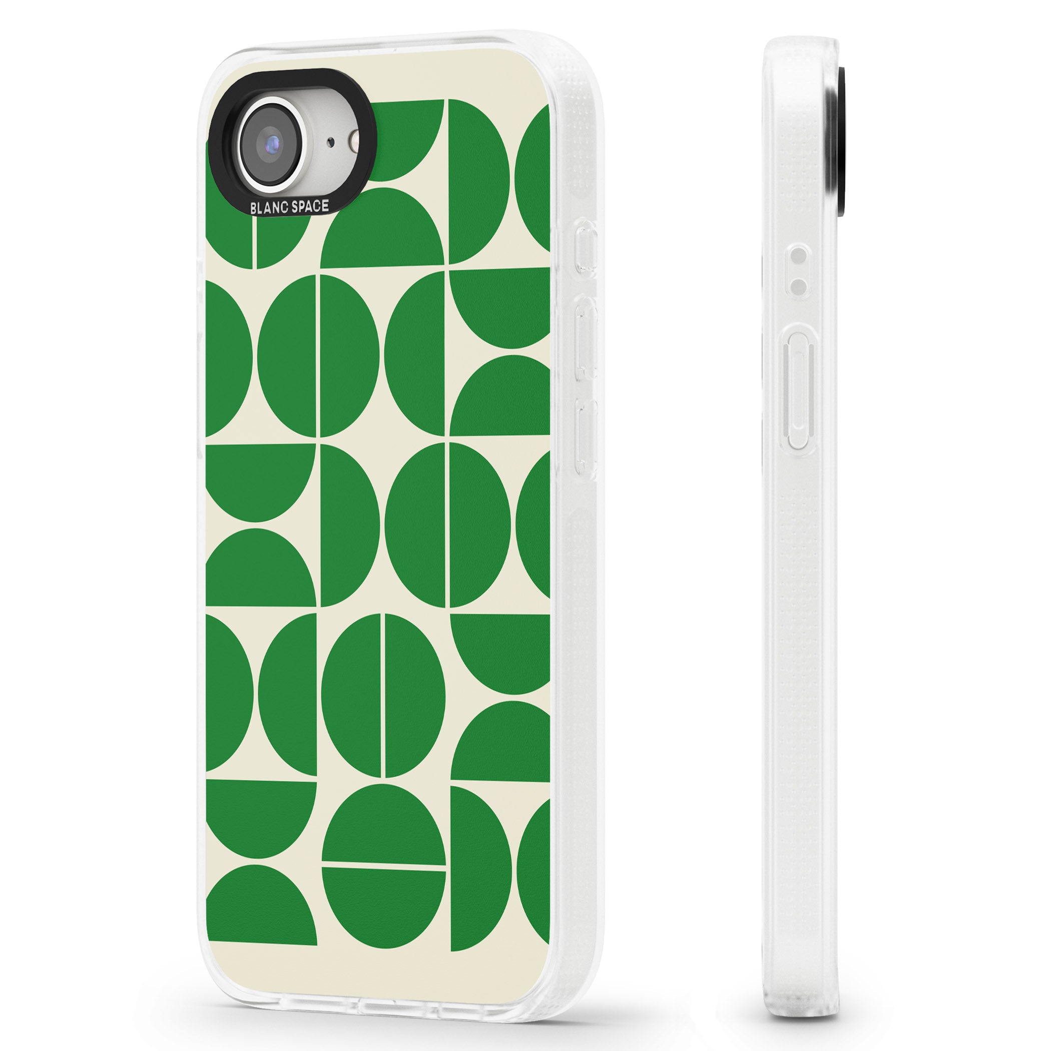 Retro Green Circles iPhone 16e Clear Case Impact Air - Blanc Space