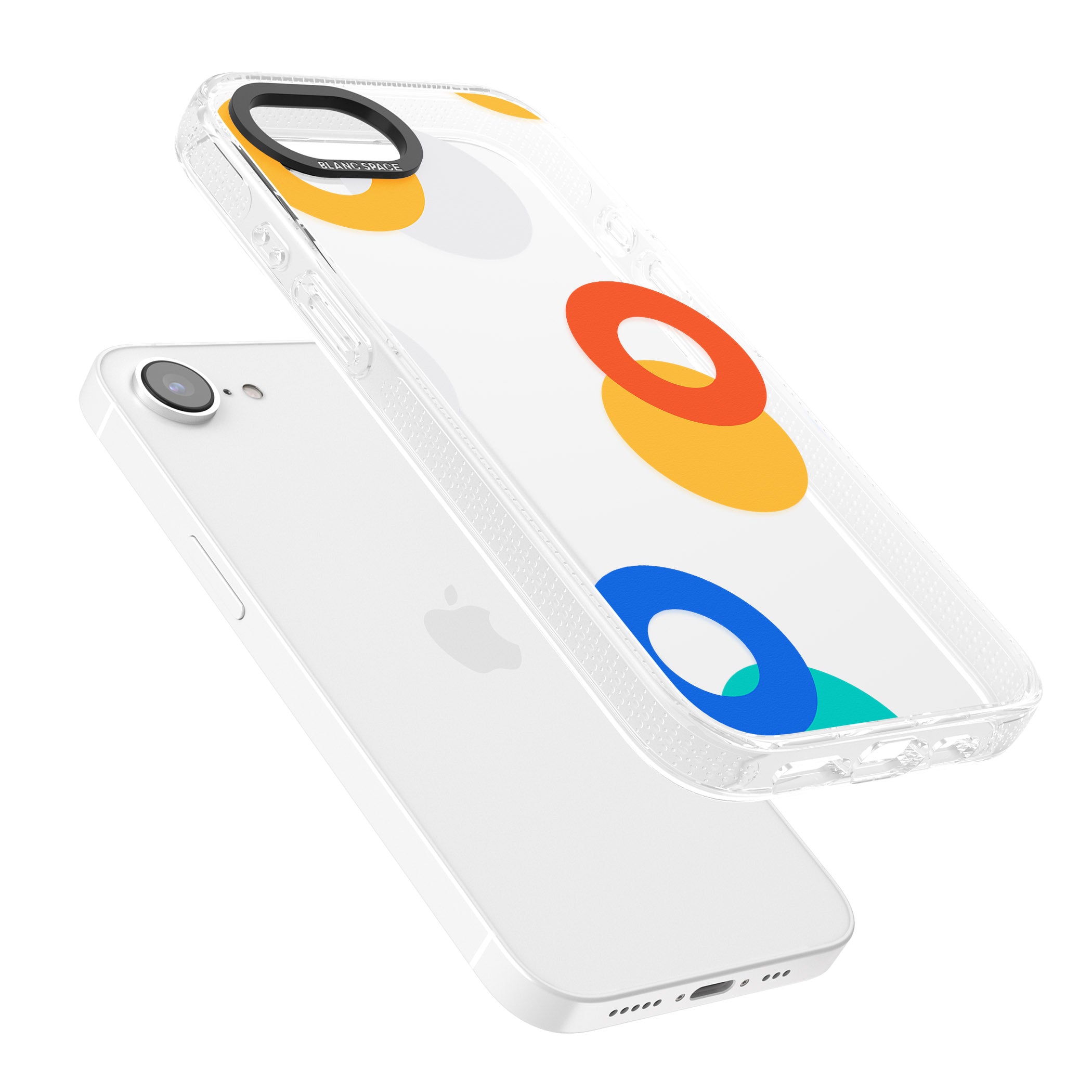 Abstract Mixed Circles iPhone 16e Clear Case Impact Air - Blanc Space