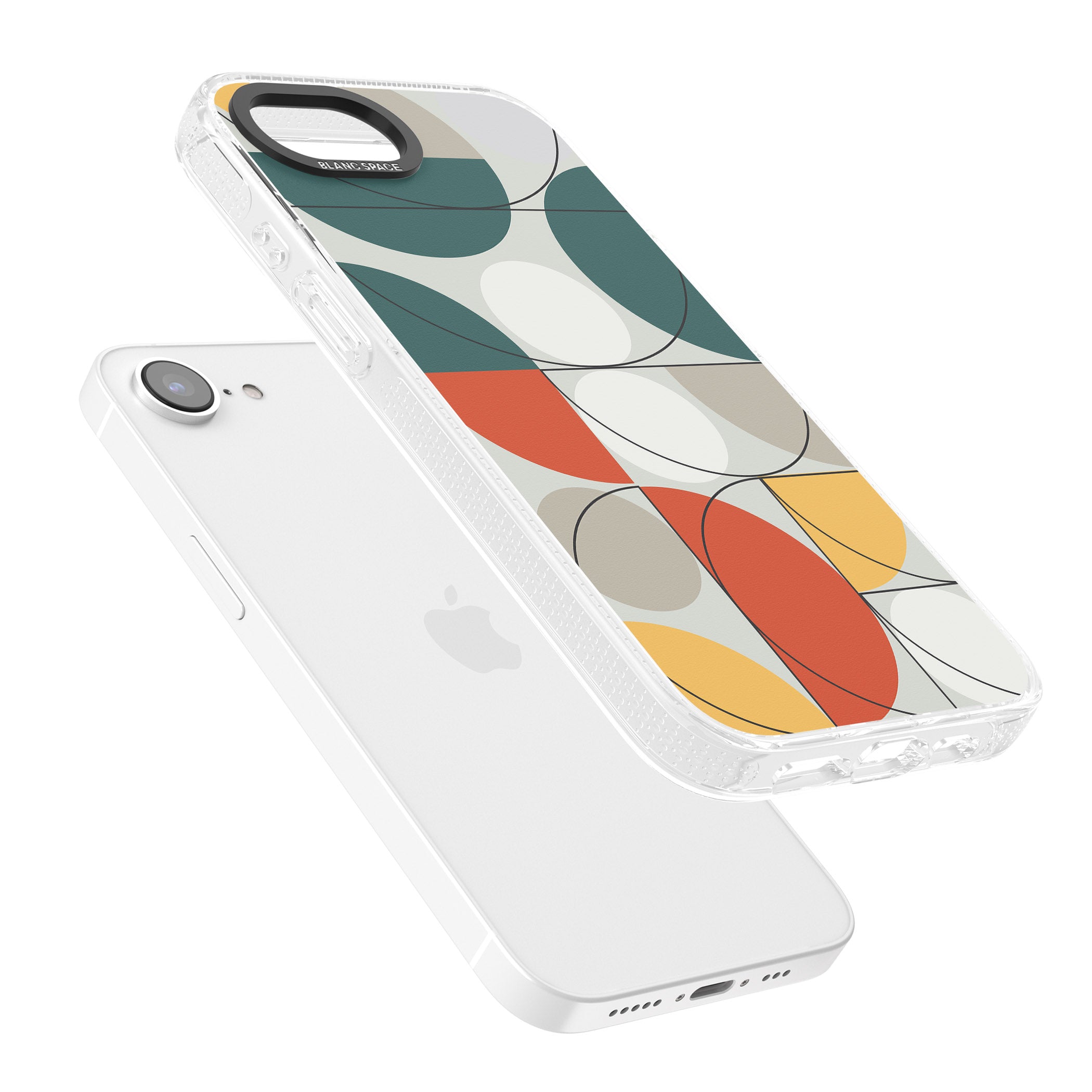 Abstract Half Circles iPhone 16e Clear Case Impact Air - Blanc Space